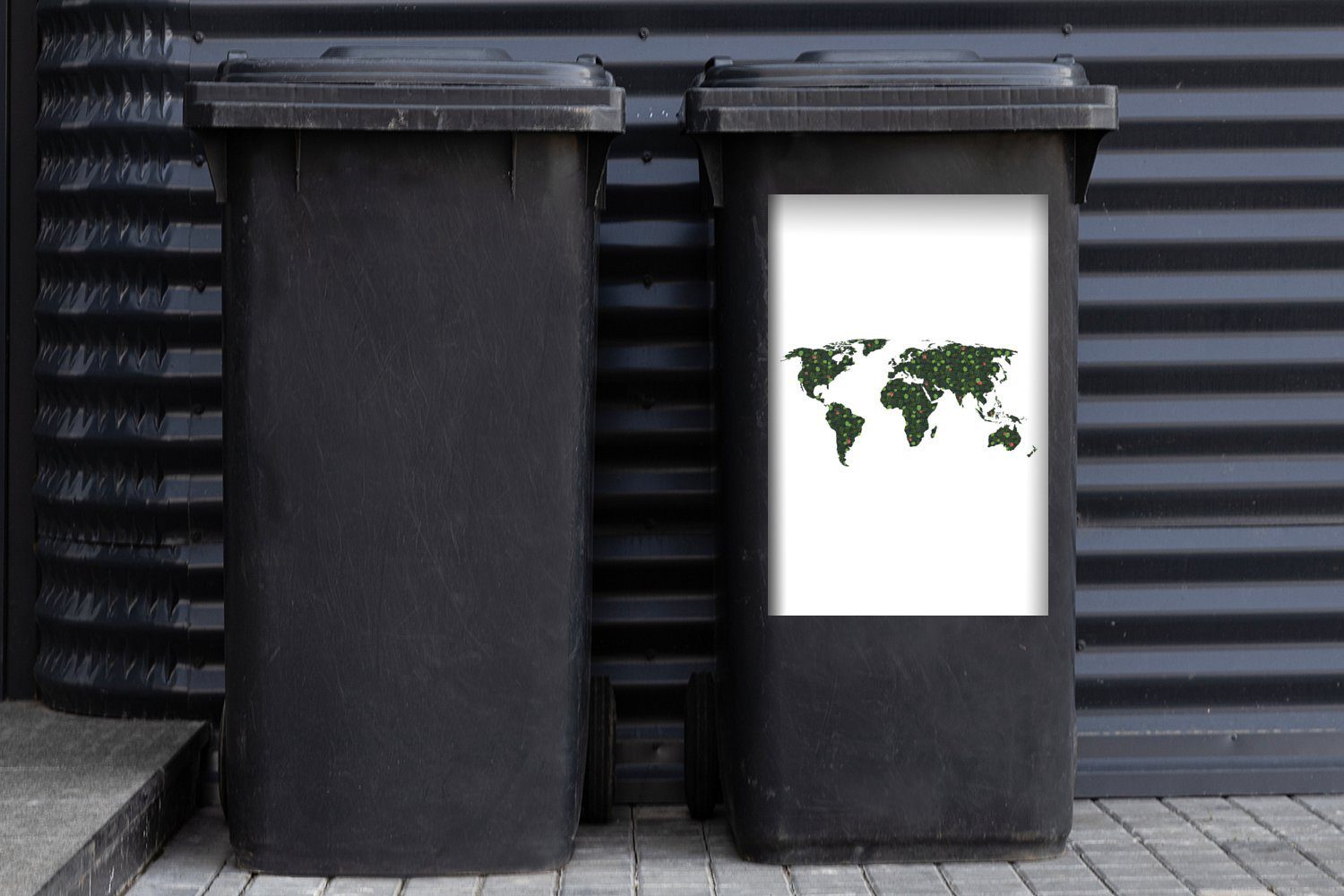 St), Wandsticker - Abfalbehälter - Mülltonne, Container, Weltkarte Sticker, (1 Tropisch Pflanzen Mülleimer-aufkleber, MuchoWow