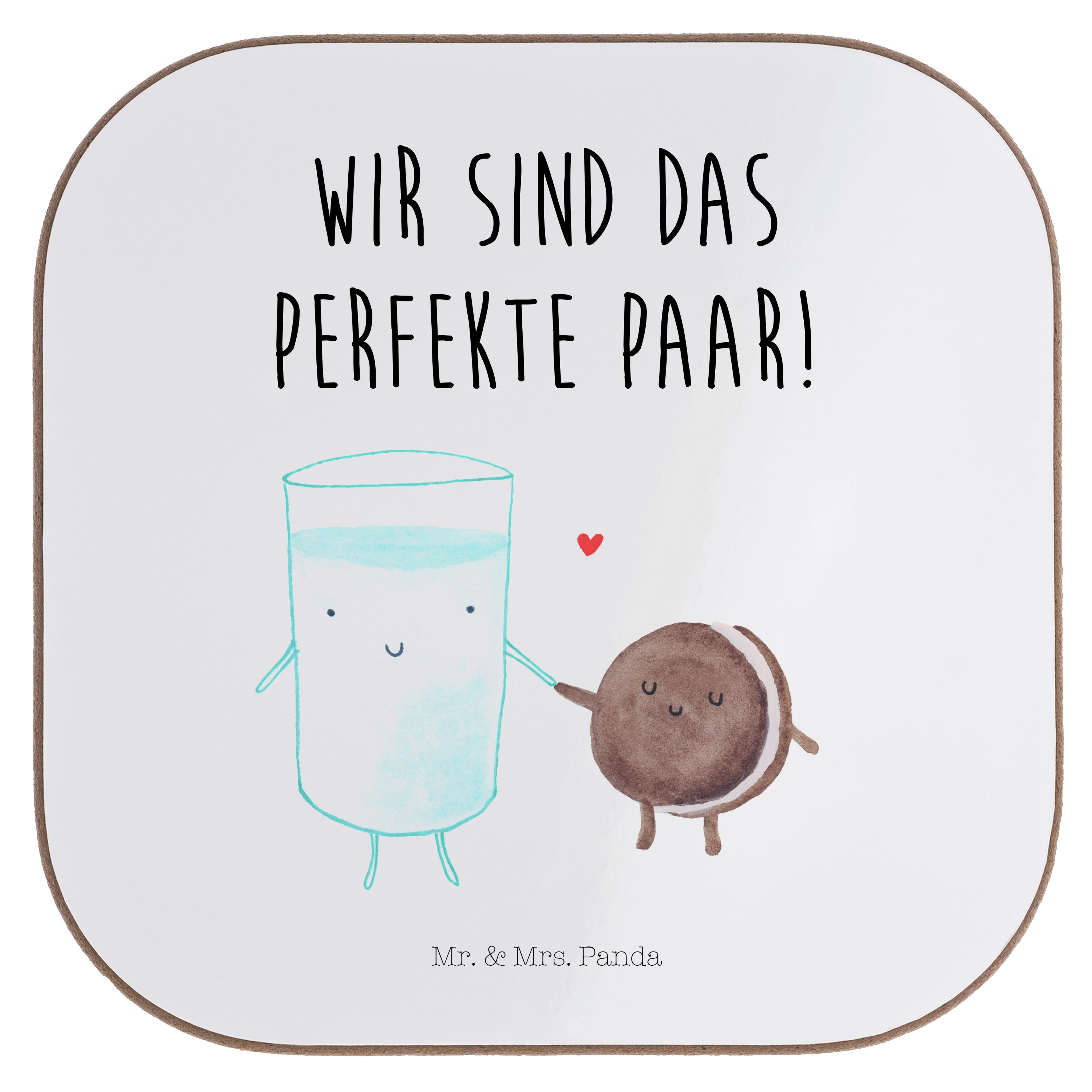 Mr. & Mrs. Panda Getränkeuntersetzer »Milch & Keks Weiß Geschenk