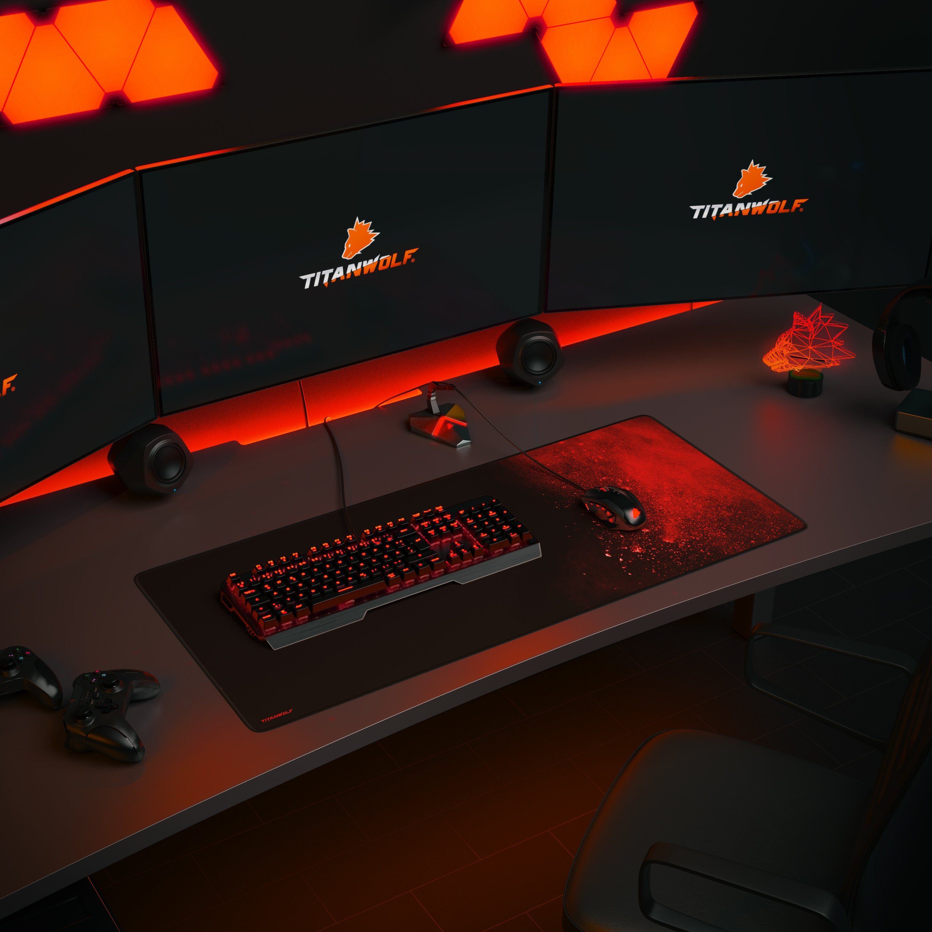 Titanwolf Gaming Mauspad XXL Speed Mousepad 900 x 400 x 3 mm, große Tischunterlage, rutschfest, abwaschbar, Geschwindigkeit & Präzision, Blood