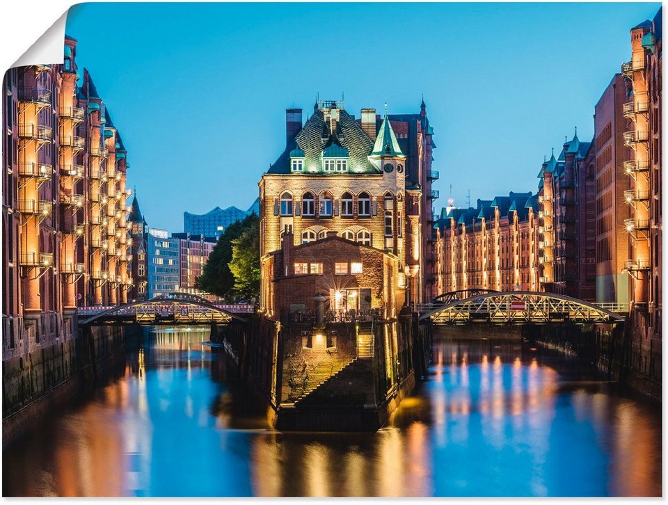 Artland Wandbild Hamburg Wasserschloss in Speicherstadt 2, Gebäude (1 St),  als Alubild, Leinwandbild, Wandaufkleber oder Poster in versch. Größen