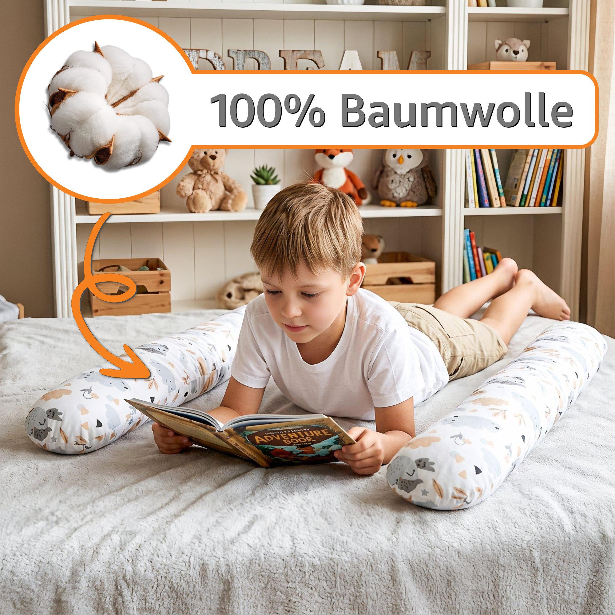 Totsy Baby Seitenschläferkissen Bettschlange Body Pillow - Kopfkissen lang Bettrolle Schlafkissen – Bild 4 von 5