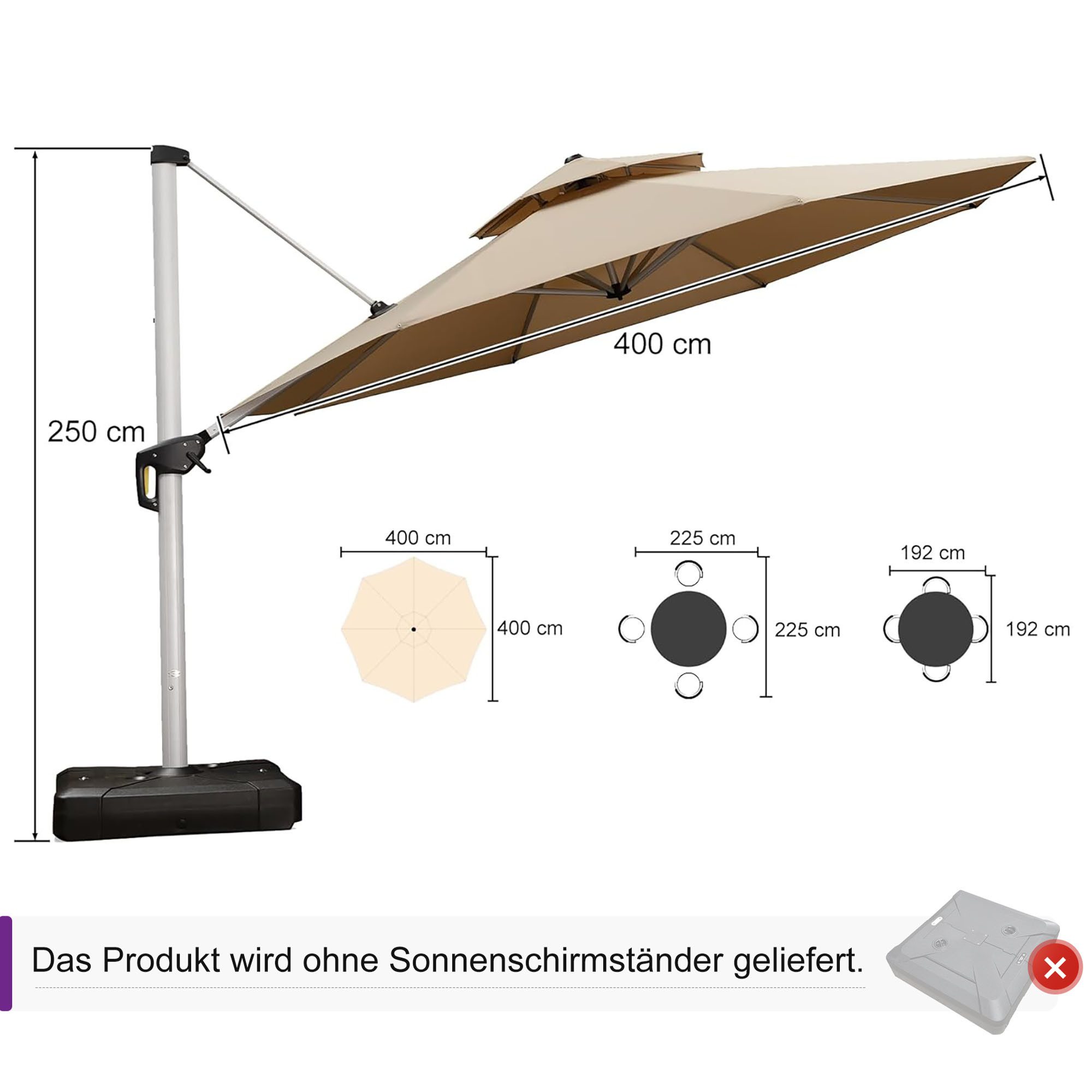 PURPLE LEAF Ampelschirm Rundes luxuriöses Außenbereich günstig online kaufen