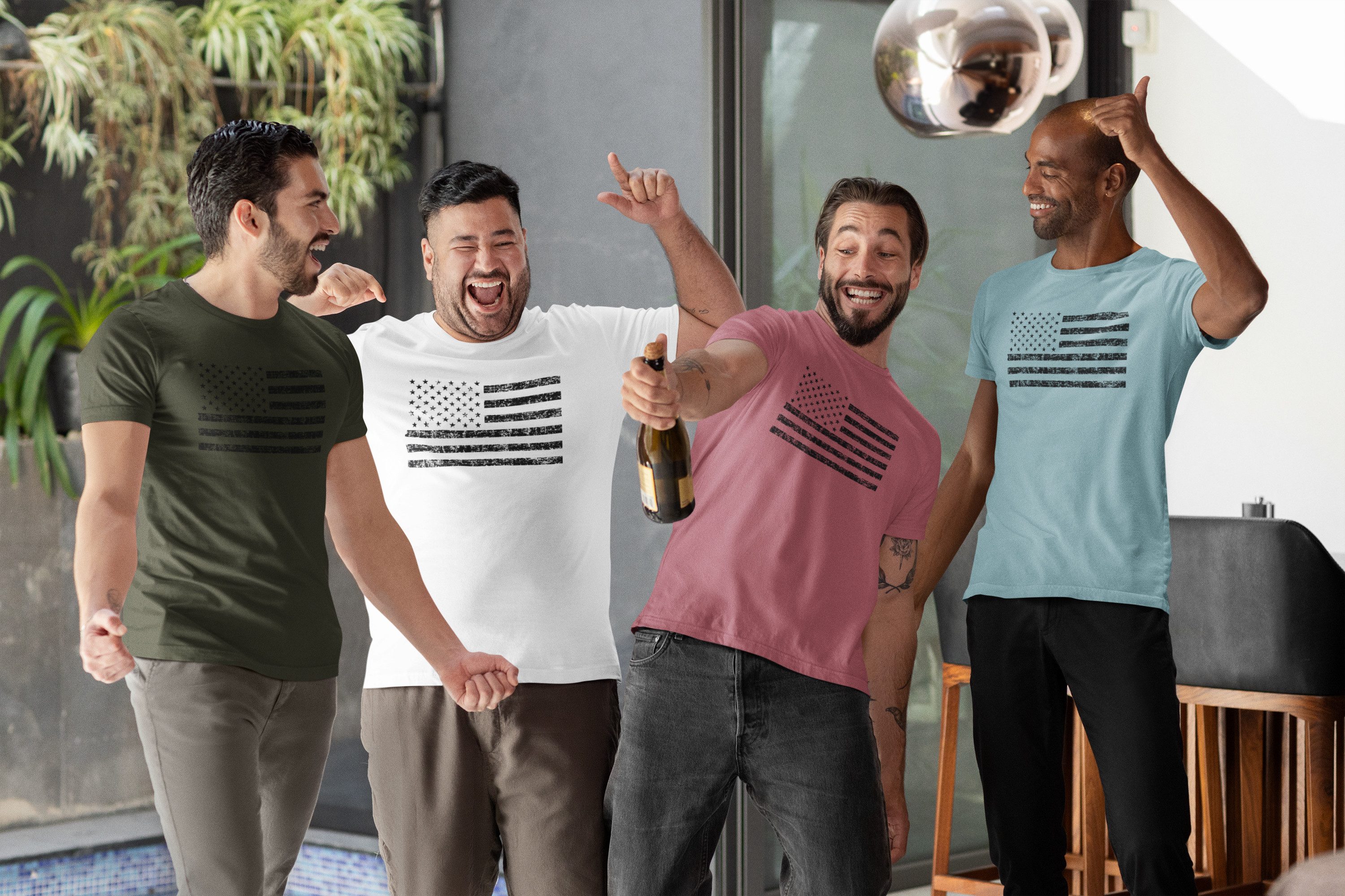 Baddery Print-Shirt USA Flagge Shirt: "Black Flag" - US Army T-Shirt, hochwertiger Siebdruck, auch Übergrößen, aus Baumwolle