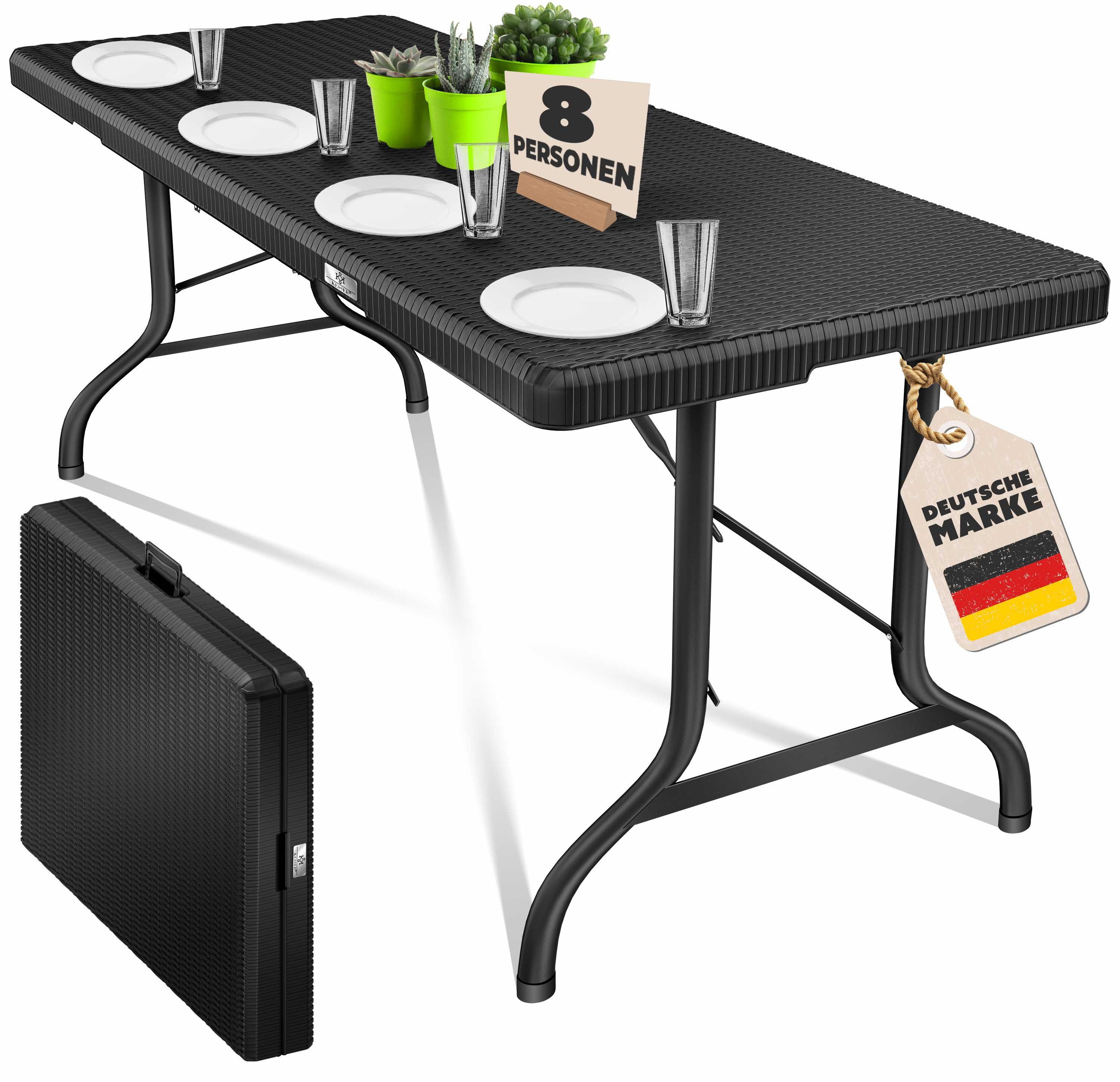 KESSER Tabletttisch, Buffettisch Tisch klappbar Kunststoff 183x76 cm Rattan Optik