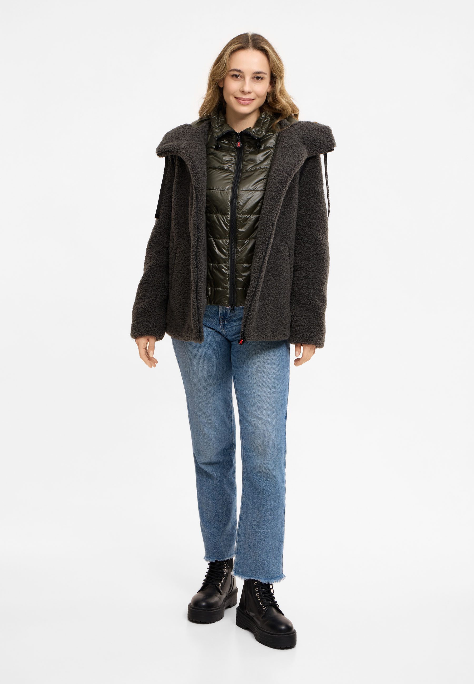 Frieda & Freddies Winterjacke Frieda & Freddies Teddyjacke mit Double-Layer-Look