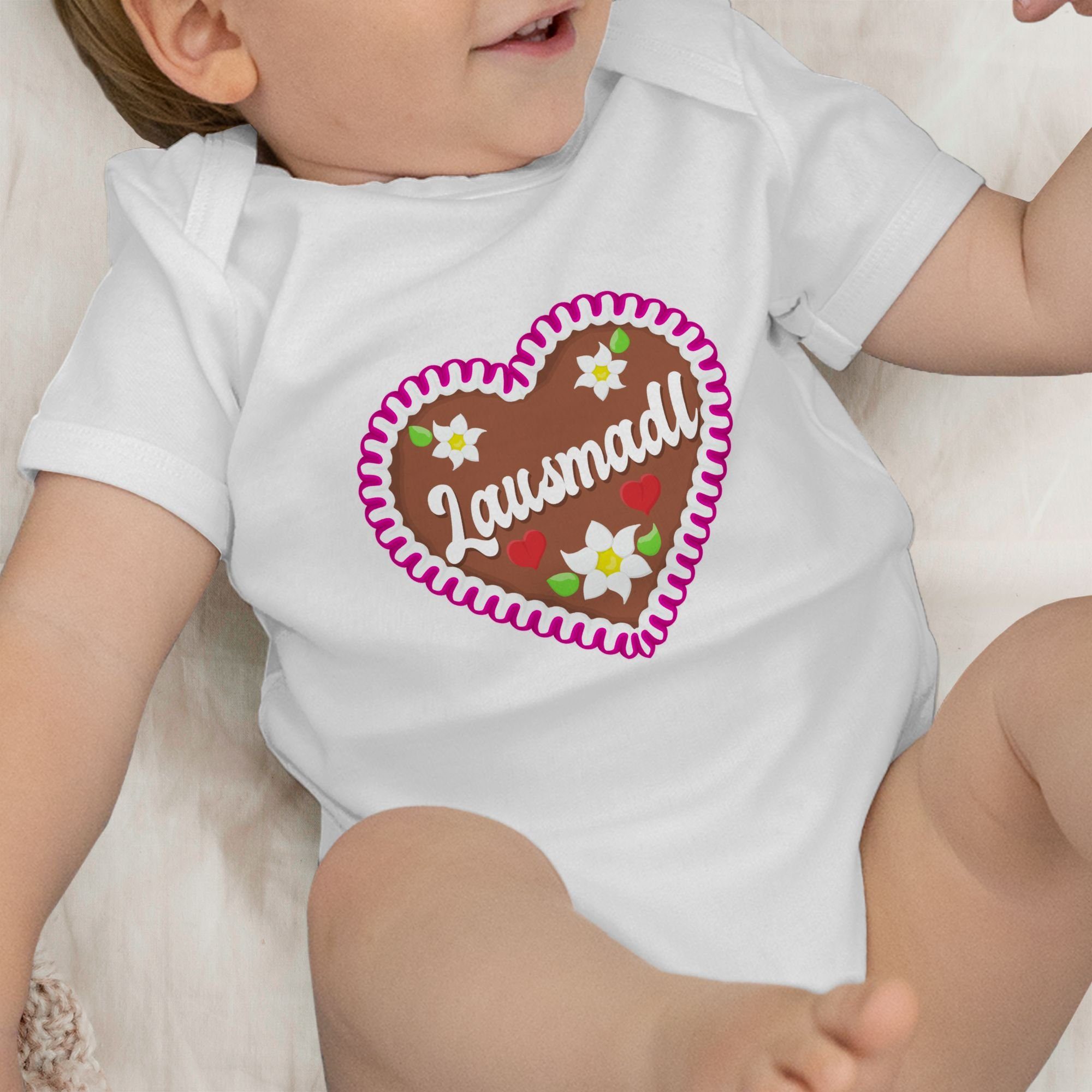 Shirtracer Shirtbody Lausmadl Lebkuchenherz für 2 Baby Oktoberfest Mode Outfit Weiß