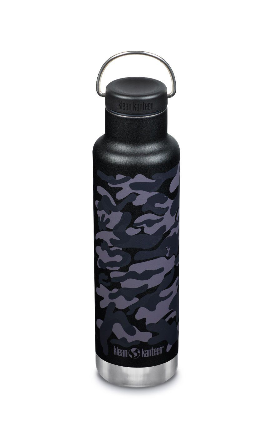 Camo Black Cap Isolierflasche Kanteen Klean vakuumisoliert, Classic Loop mit 592ml
