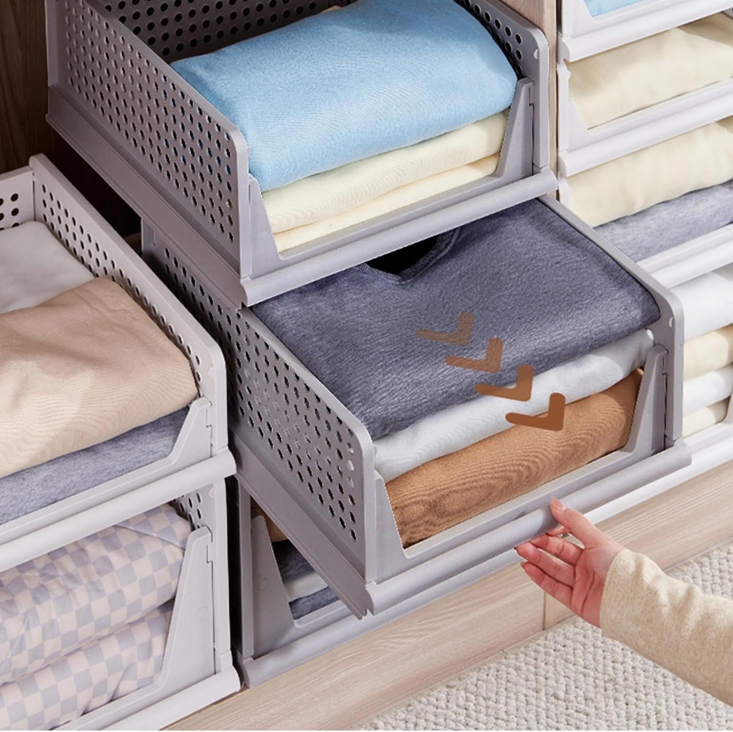 Zedelmaier Organizer Schrank-Organizer Kleiderschrank Schublade faltbare Aufbewahrungsbox (Set, 6 St., Set of 6), Klappbar und Stapelbar – Bild 5 von 5