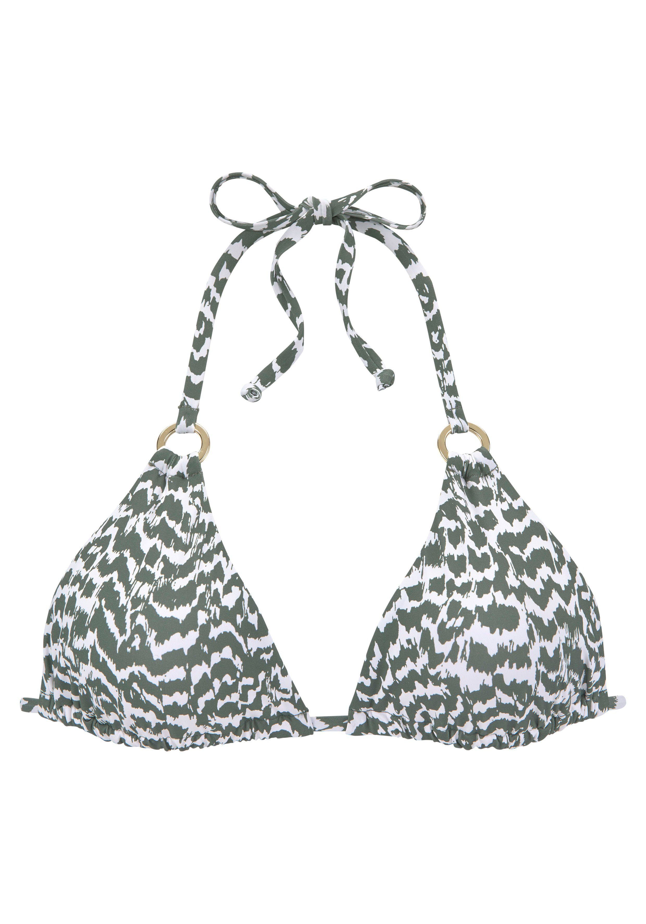LASCANA Triangel-Bikini-Top Sansa, mit goldfarbenen Zierringen günstig online kaufen