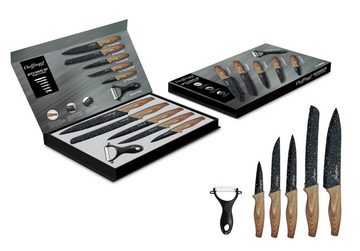 KESSMANN Messer-Set Profi Küchenmesser Set 6 teilig scharf Messerset + Messerbox Knife (Set, 6-tlg., Messerblock Organizer Kochbesteck Küchen Utensilien Messer Set), Kochmesser Fleischmesser Santokumesser Schälmesser Allzweckmesser