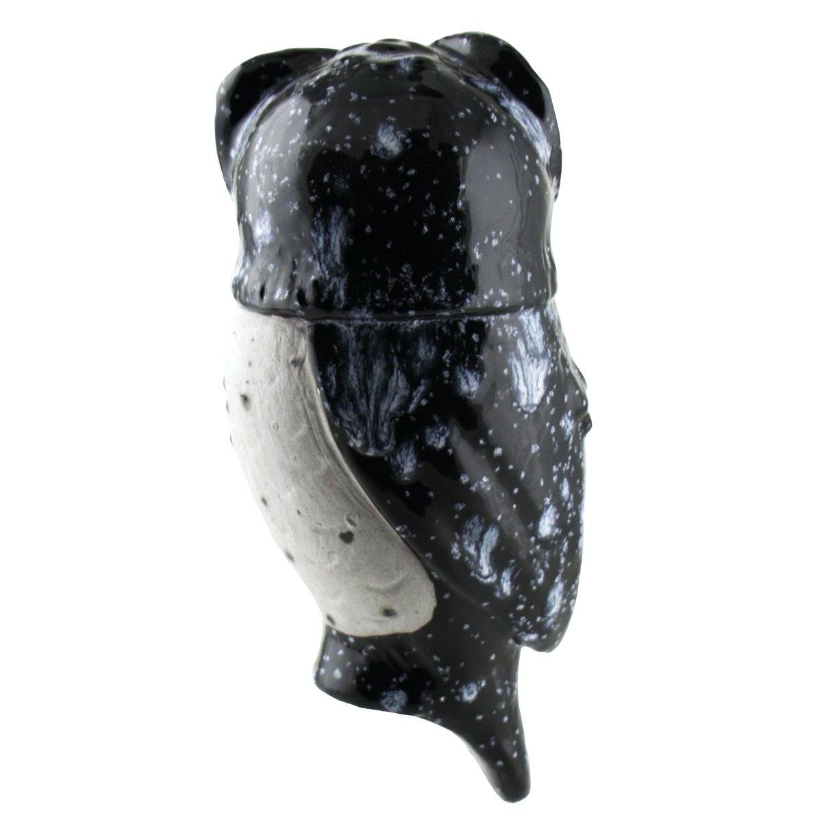Tangoo weißen Eule mit Gartenfigur schwarz Akzenten, (Stück) Keramik-Vogel Tangoo
