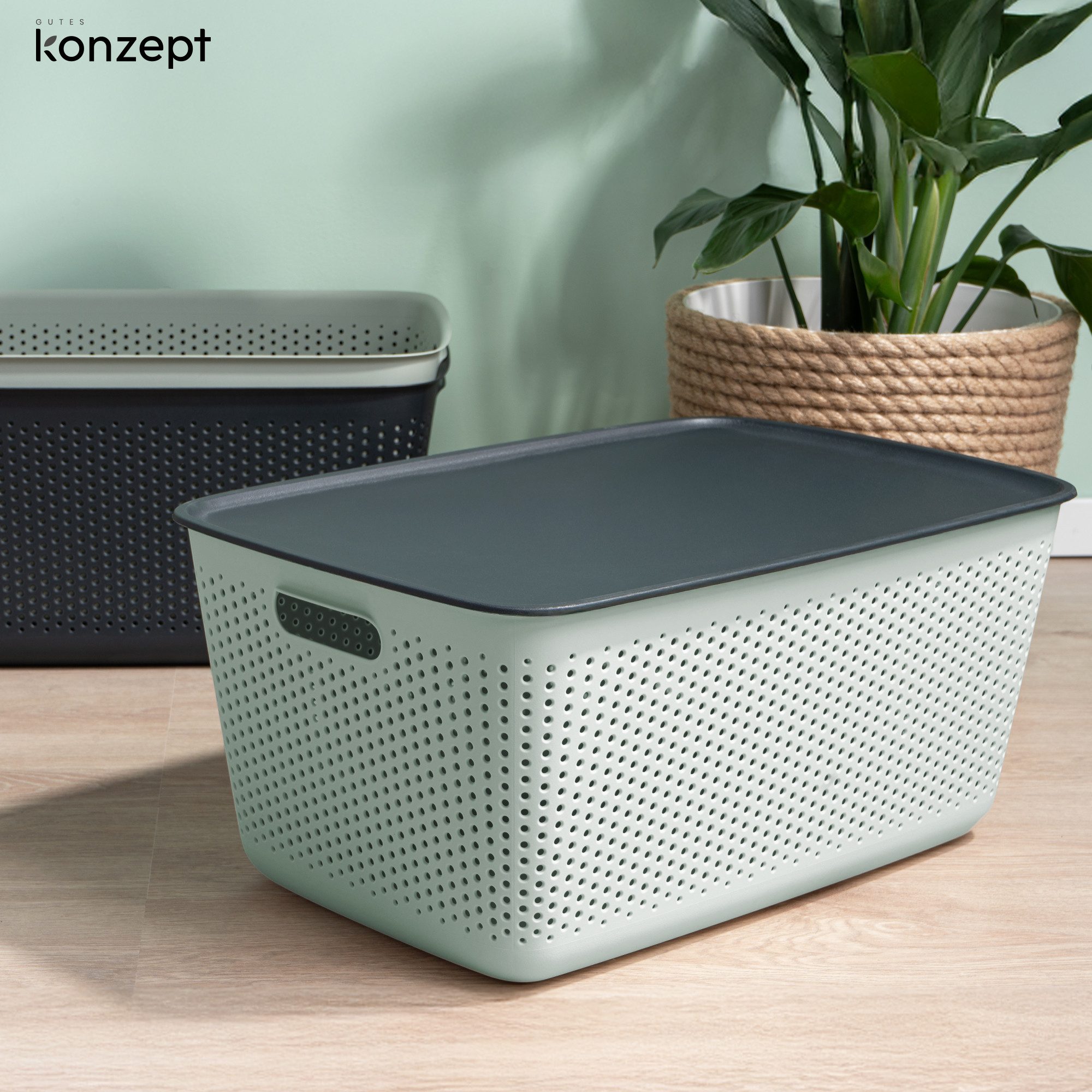 KONZEPT Aufbewahrungsbox perforierte Boxen 45l mit Griff, aus Kunststoff mi günstig online kaufen
