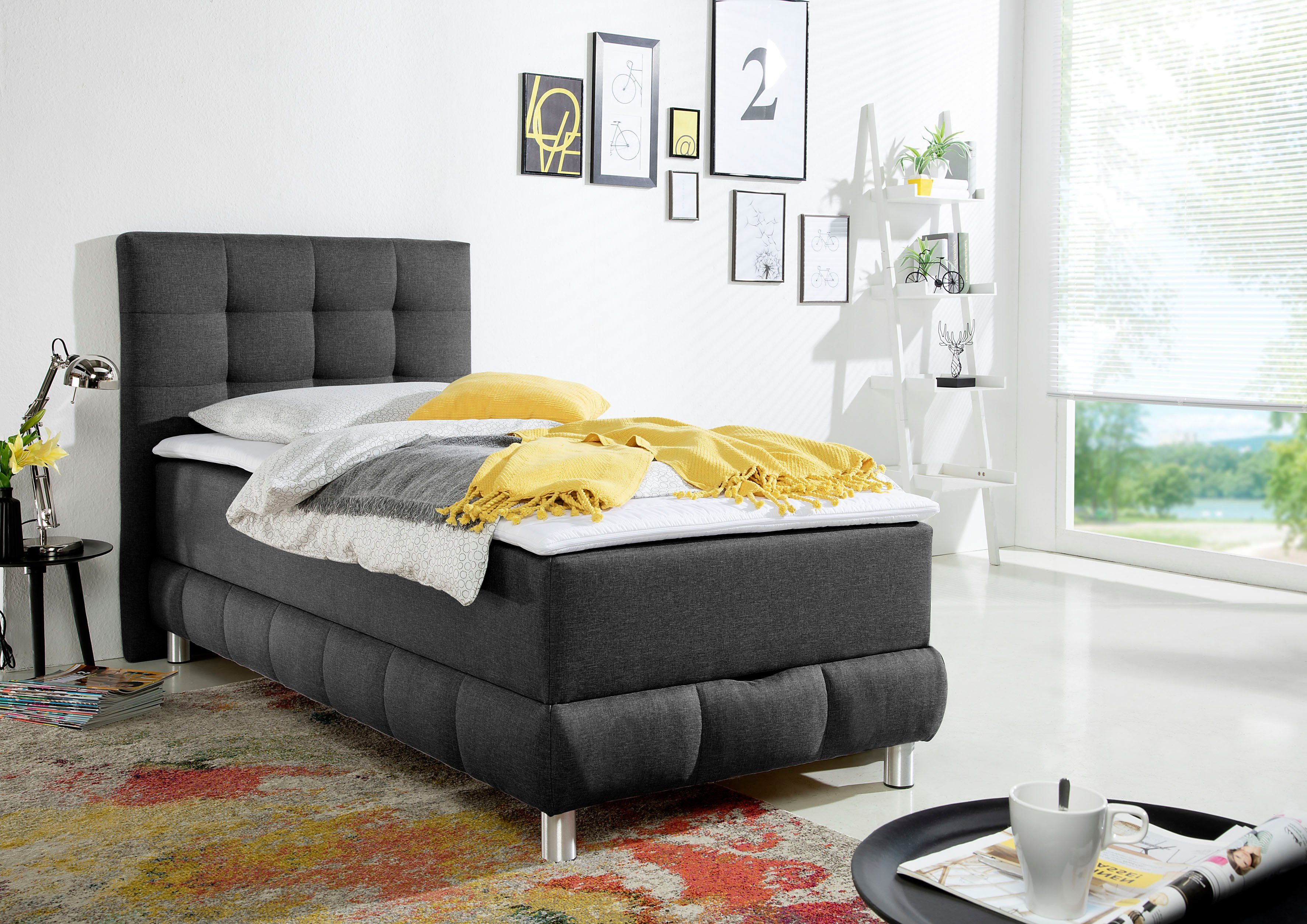 Home affaire Boxbett Vaasa, inkl. Bettkasten & Topper, XXL-Ausführung, Überlänge 220 cm