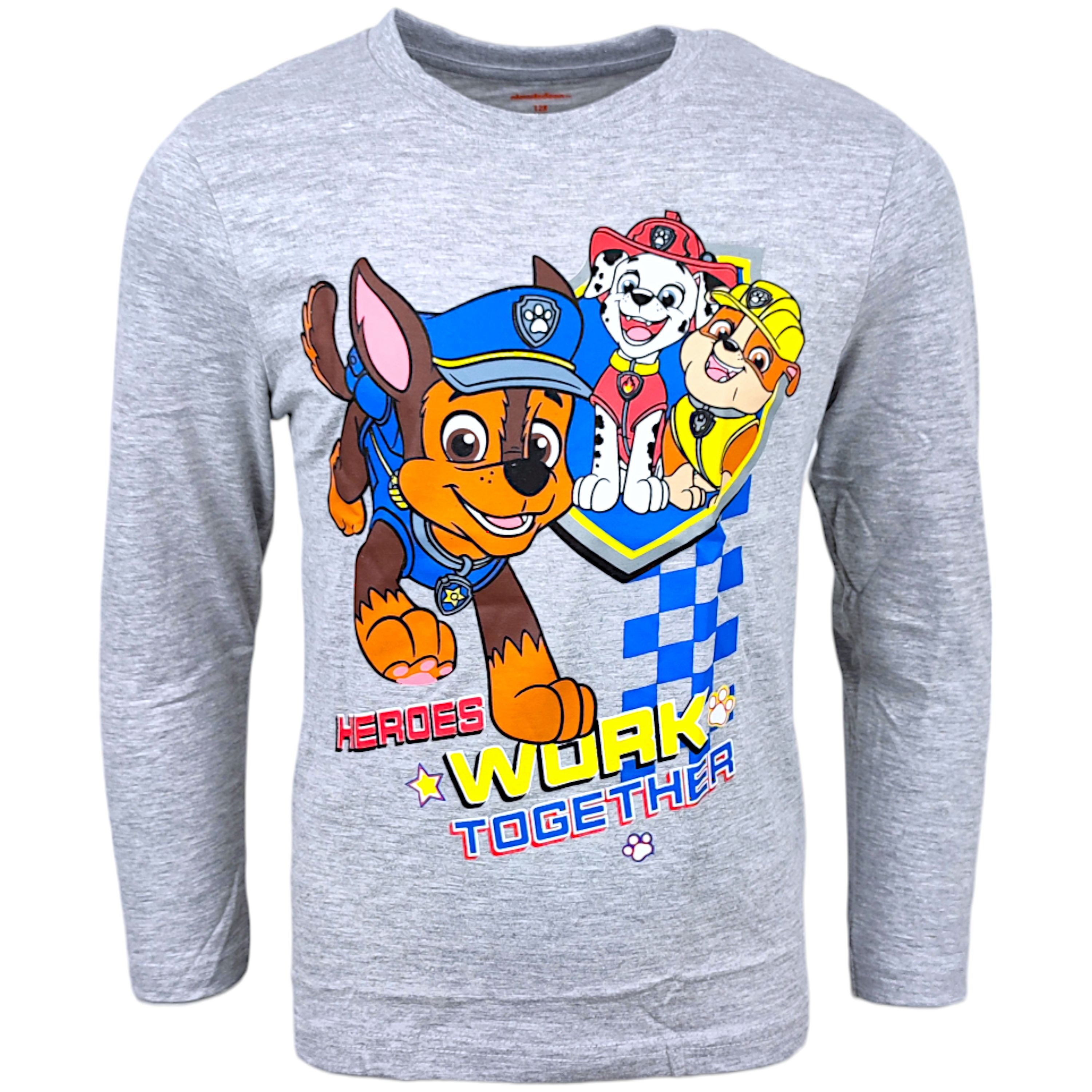 PAW PATROL Langarmshirt Chase, Marshall, Rubble Jungen Shirt aus Baumwolle Gr. 98 - 128 cm
