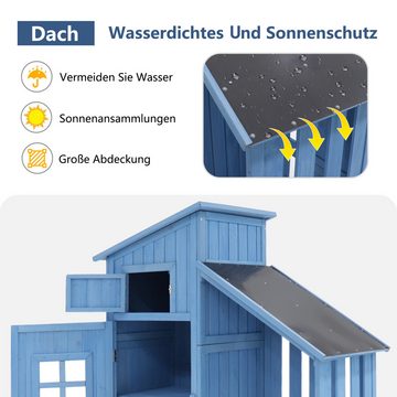 Ulife Geräteschrank Outdoor-Schrank Werkzeugschrank Geräteschuppen mit 2 Ablagen, pvc dach Tannenholz, BxTxH:124x46x174cm