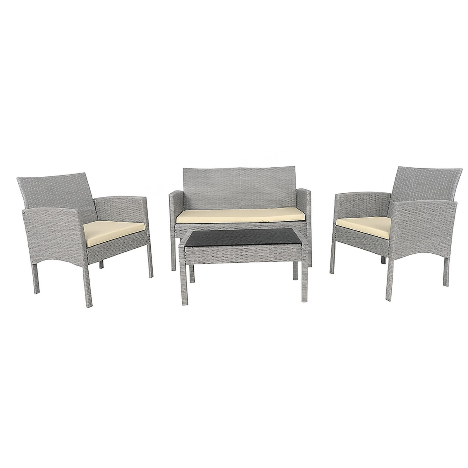 HTI-Living Gartenlounge-Set 4-teiliges Polyrattan Lounge-Set mit Tisch, (Set, 4-tlg., 1x Zweisitzer, 2x Stuhl, 1x Tisch), Terrassenmöbel Loungemöbel Outdoor Möbel