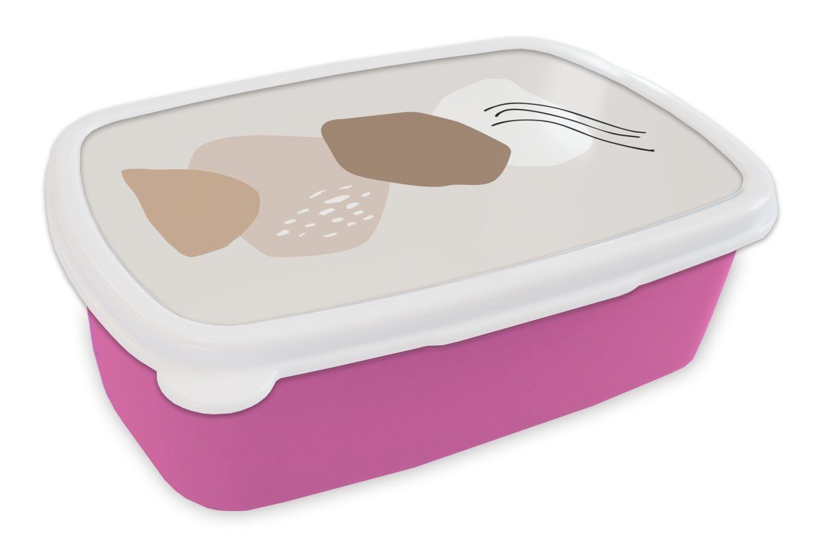 MuchoWow Grau Kinder, Brotbox Kunststoff, Brotdose Lunchbox für Mädchen, rosa Erwachsene, Kunststoff Farbe, (2-tlg), Sommer - Snackbox, -