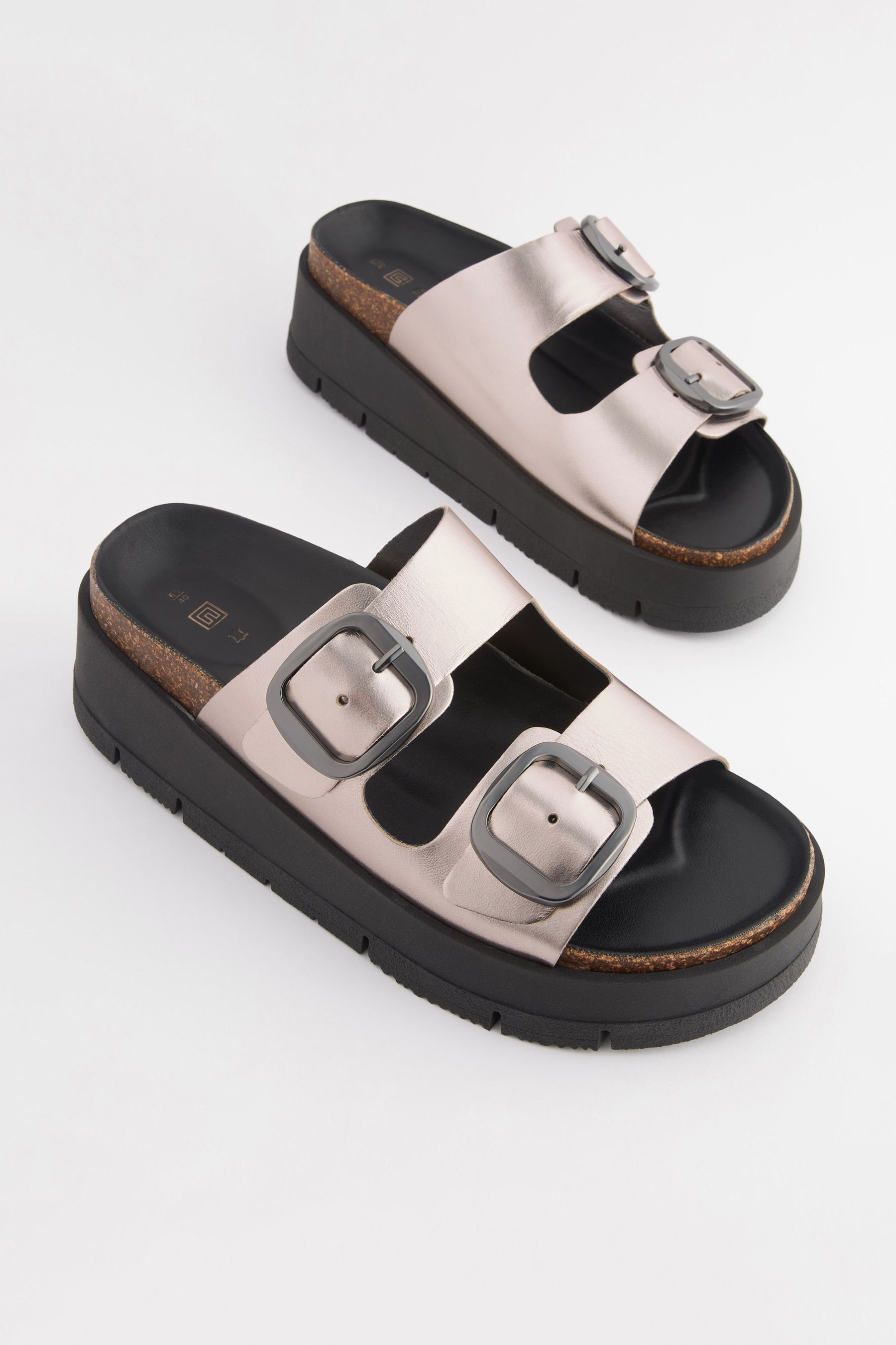 Next Forever Schnallen (1-tlg) Pewter Flatform-Lederschuhe, Plateausandale Silver Comfort® 2