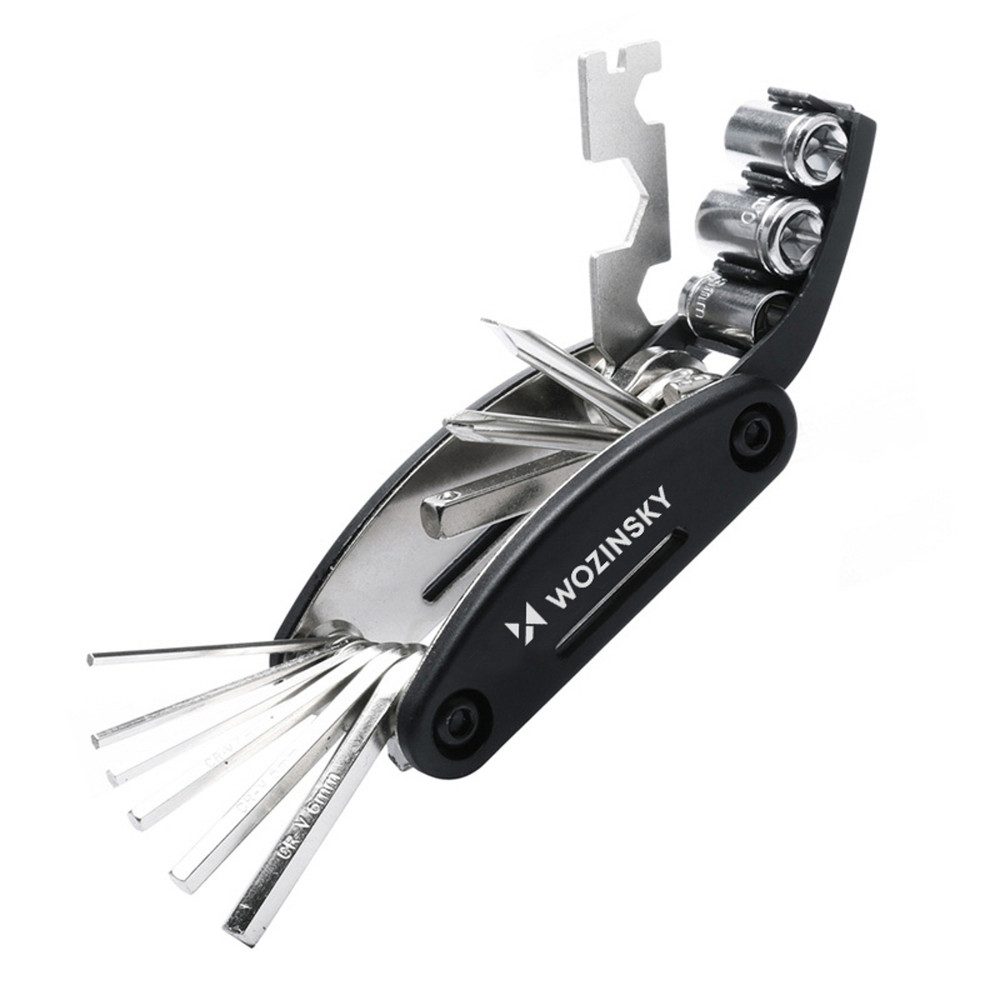Wozinsky Multitool Fahrradwerkzeug Klappwerkzeug Reparaturset, (Spar-Set, 1 St., 9 x 4,4 cm kompakt), 16 Werkzeuge, klappbar, Kohlenstoffstahl