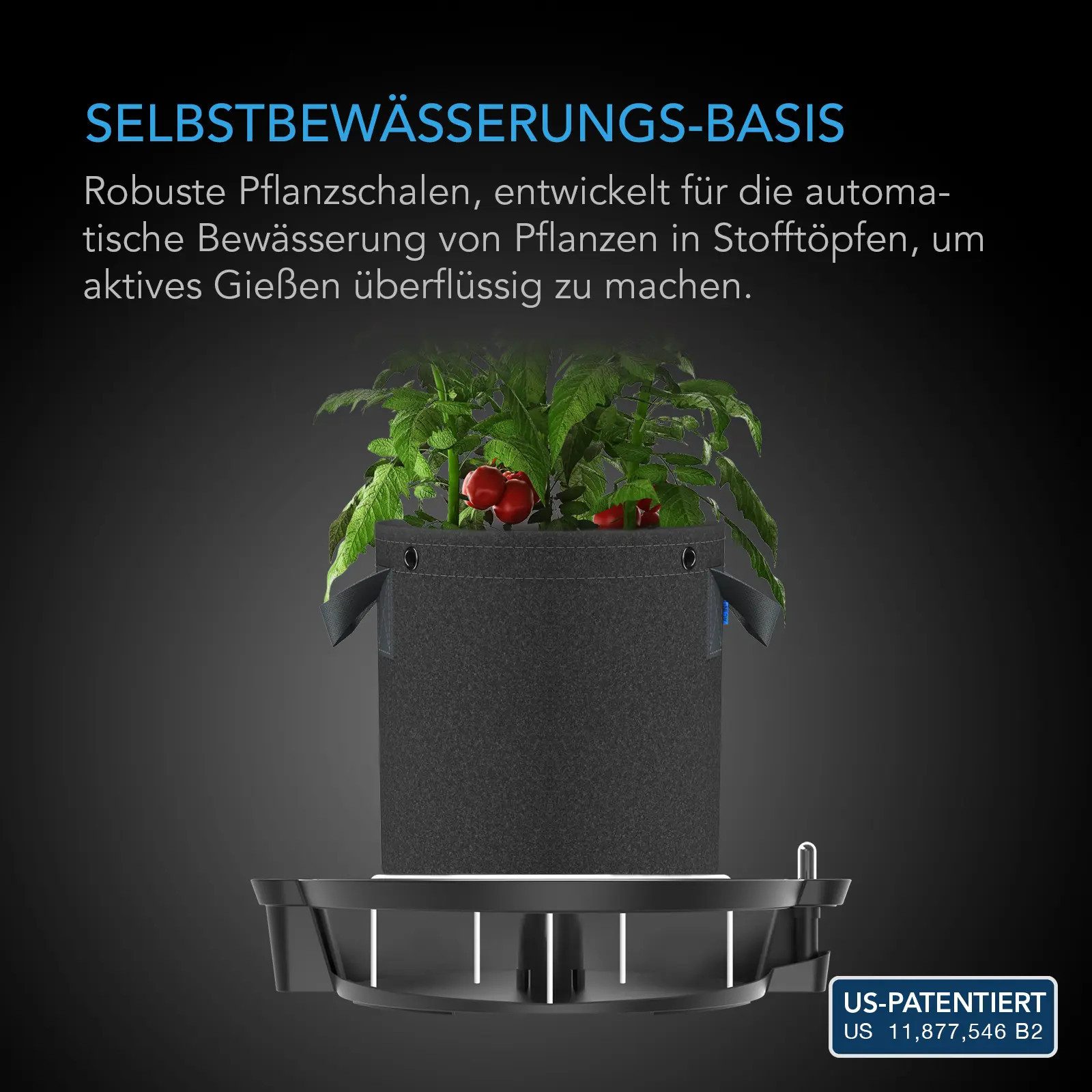AC INFINITY Bewässerungssystem AC Infinity Bewässerungsbasis für Stofftöpfe, (4er-Set, 4 Selbstbewässerungs-Basen XL), Selbstbewässerungsbasis, 8,3 Liter, 45 kg – Bild 2 von 5