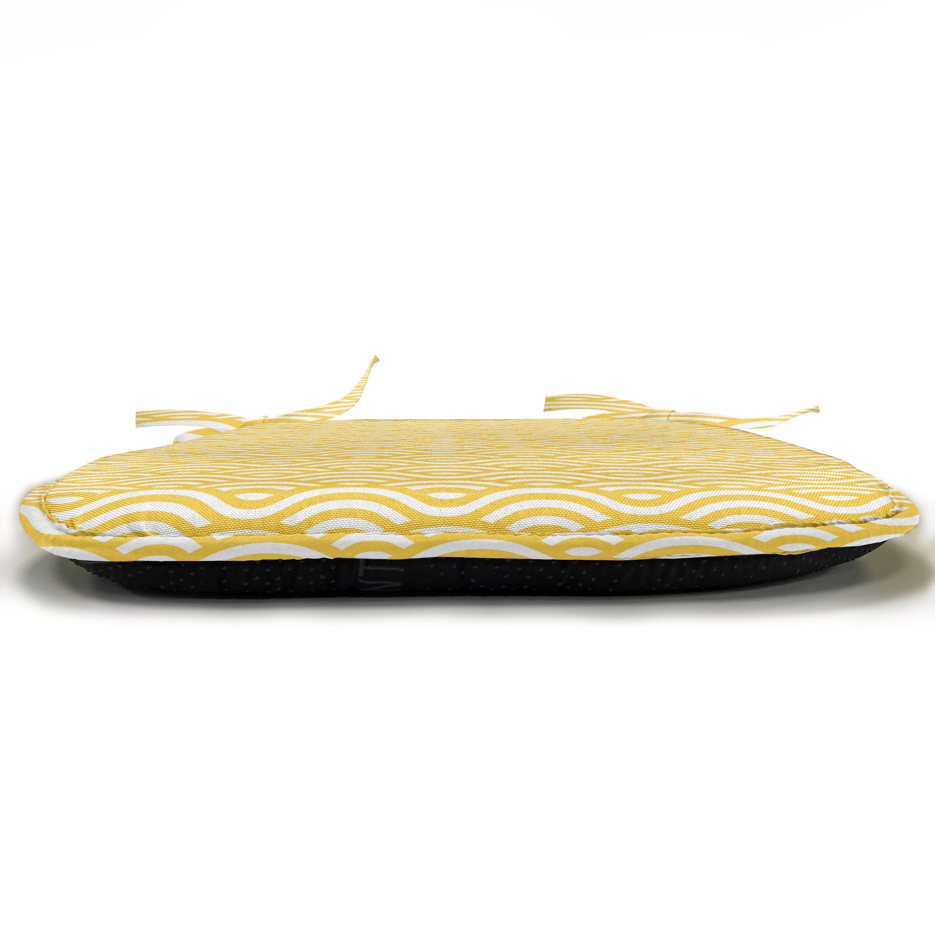 und Küchensitze, mit Riemen Stuhlkissen wasserfestes Gelb Kissen Wellen für Ozean Abakuhaus Weiß Dekoratives