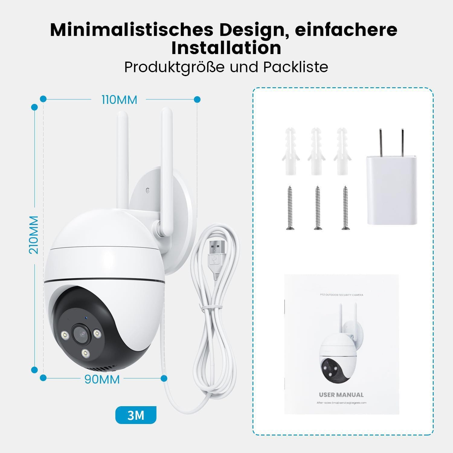 Topcony Überwachungskamera 5G/2,4GHz Überwachungskamera Aussen 2K 5MP WLAN Kamera Überwachung (Aussen, Außenbereich, Outdoor, außen, 355°/120° PTZ, 24/7 Aufnahme,Nachtsicht in Farbe,Cloud-Speicher, 1-tlg., WiFi PTZ IP Kamera Outdoor Mit Mensch Bewegungsmelder, 2-Wege-Audio,Multi-User-Sharing, Automatische Verfolgung)