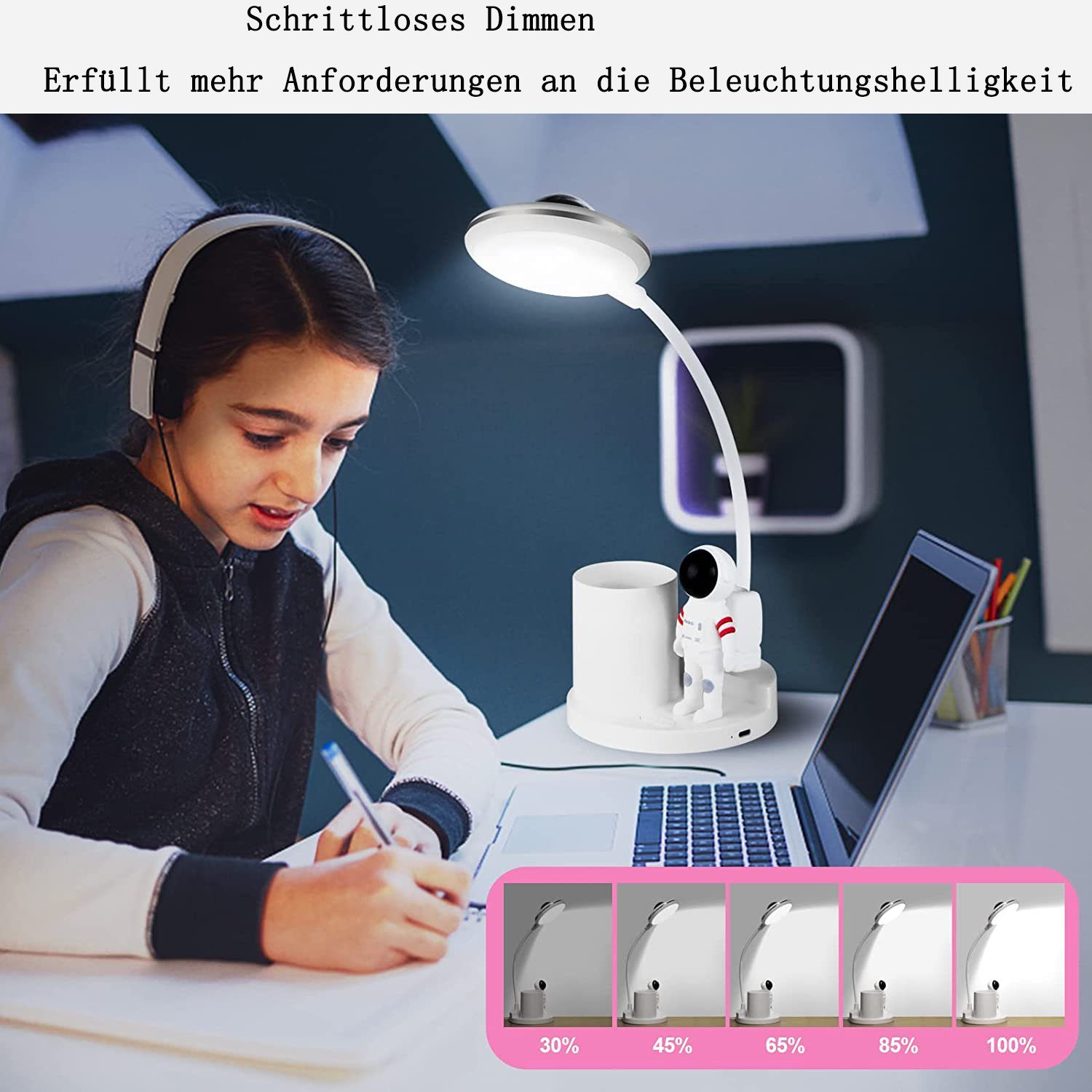 LED Batteriebetrieben Tischlampe Kinder 5W, Schreibtischlampe GelldG Schreibtischlampe LED weiß
