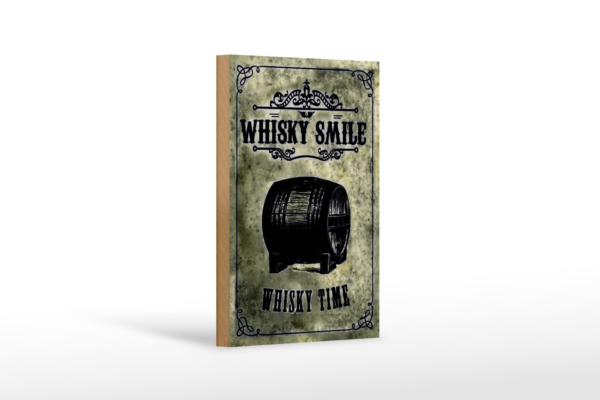 Holzbild 12x18cm Whisky Smile Whisky Time