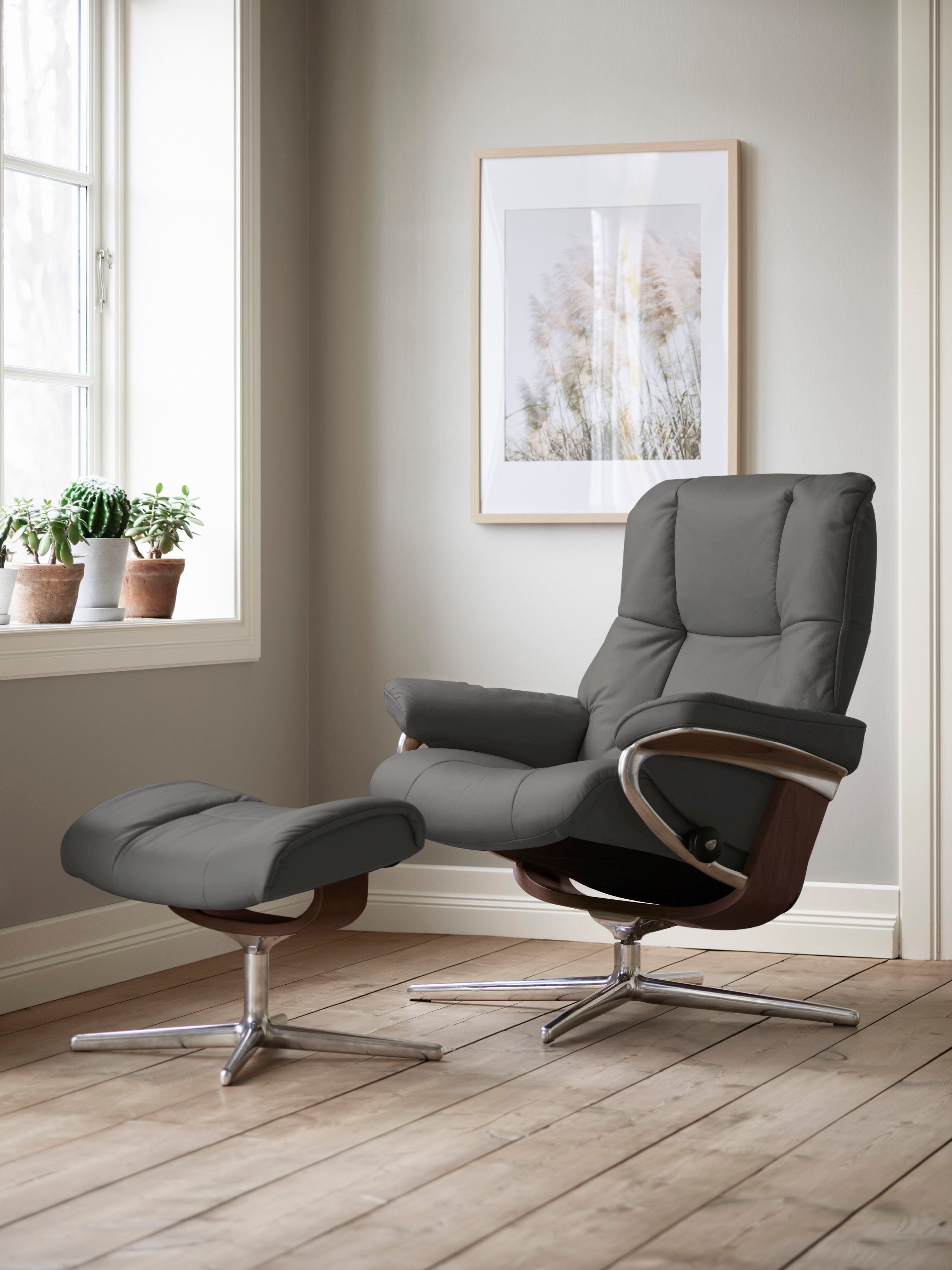 Stressless® Relaxsessel Mayfair (Set, Relaxsessel mit Hocker), mit Hocker, mit Cross Base, Größe S, M & L, Holzakzent Braun