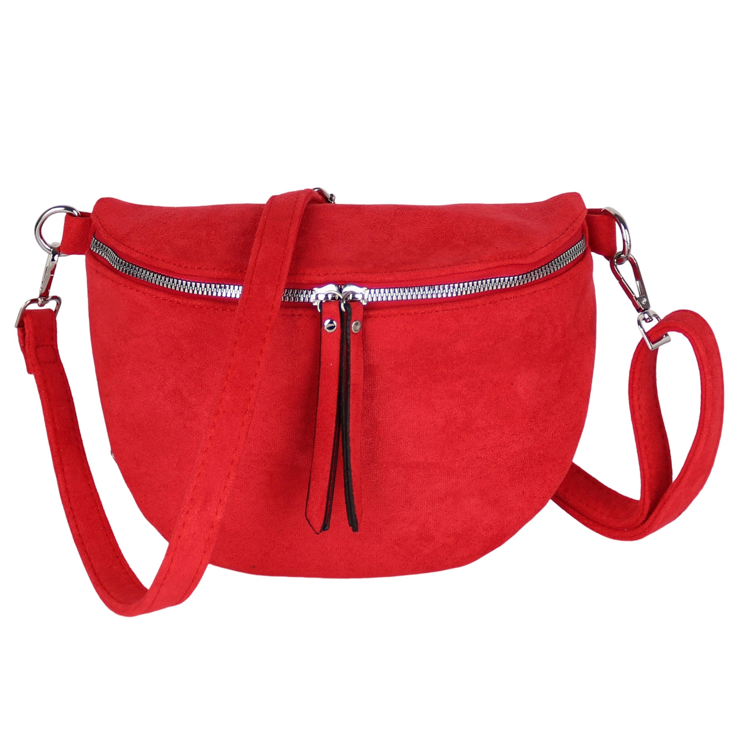 MIRROSI Bauchtasche Damen Taschen, Umhängetasche, Brusttasche, 26x18x9cm Wildleder Optik (Schultertasche für jednen Anlass), Crossbody Bag, Verstellbarer Schulterriemen für mehr Flexibilität.