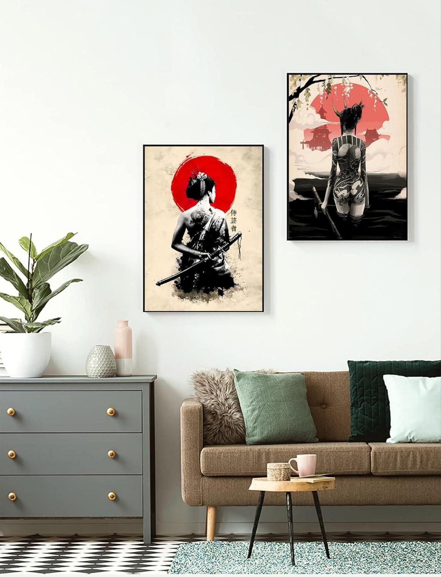 Leinwandbild Japanisch Frau Poster Leinwandbilder Kunstdrucke Wohnzimmer Wanddeko 2