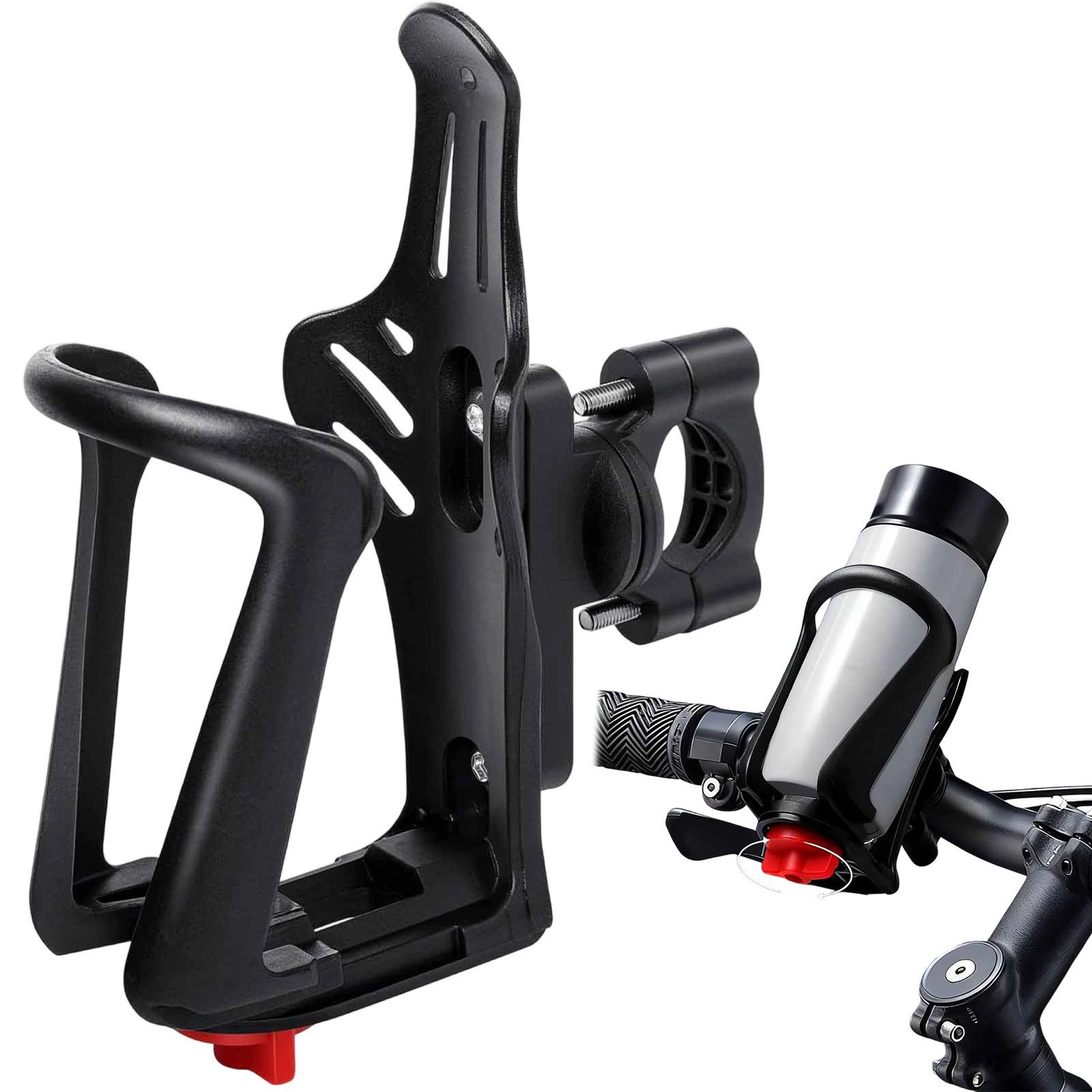 OKWISH Fahrrad-Flaschenhalter Fahrrad Getränkehalter Wasserflaschenhalter Flaschenhalterung, (360° drehbare Halterung für flexible Ausrichtung, 1-St., Einstellbar für Flaschen mit 45–78 mm Durchmesser optimal 50–75 mm), Geeignet für E-Bikes Mountainbikes Roller und Kinderwagen