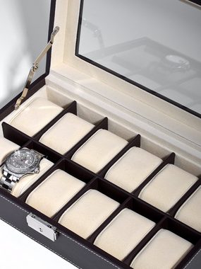 Rothenschild Uhrenbox Rothenschild Uhrenkiste RS-1098-12DBR fuer 12 Uhren brown