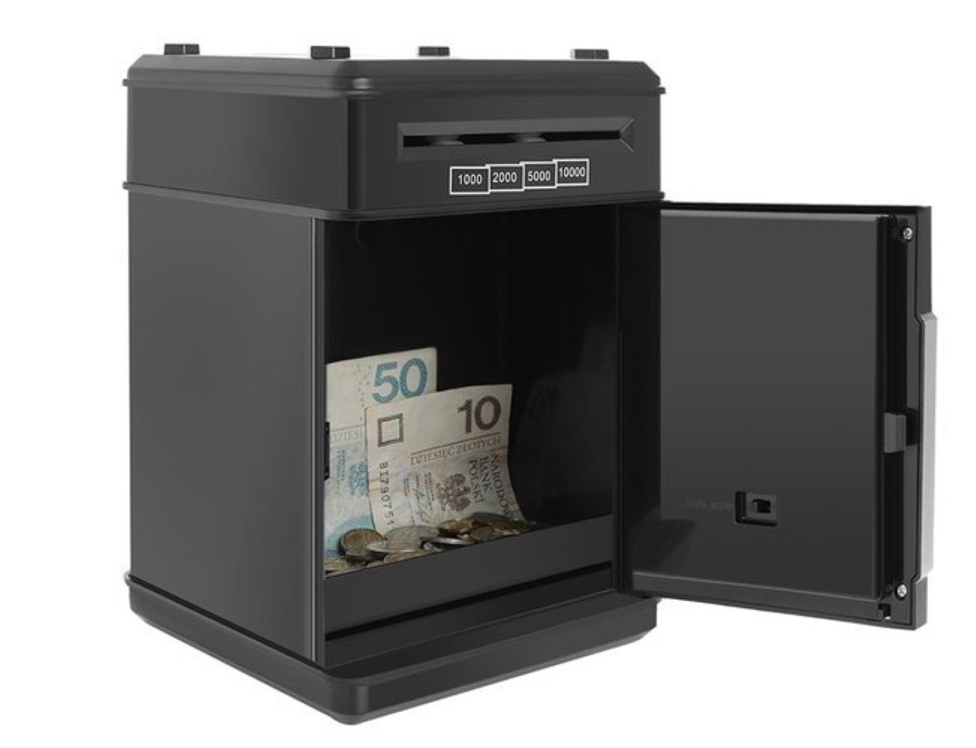 ISO TRADE Spardose Sparschwein Geldautomat - Elektronischer Tresor Kinder, Lernspielzeug, (Kinder-Spardose, elektronischer Safe, PIN-gesteuert, interaktiv, Elektronische Spardose, PIN-Schutz, Soundeffekte ab 6 Jahren), 4-stelliger PIN-Schutz, Licht- und Soundeffekte, geräumiges Innenfach.