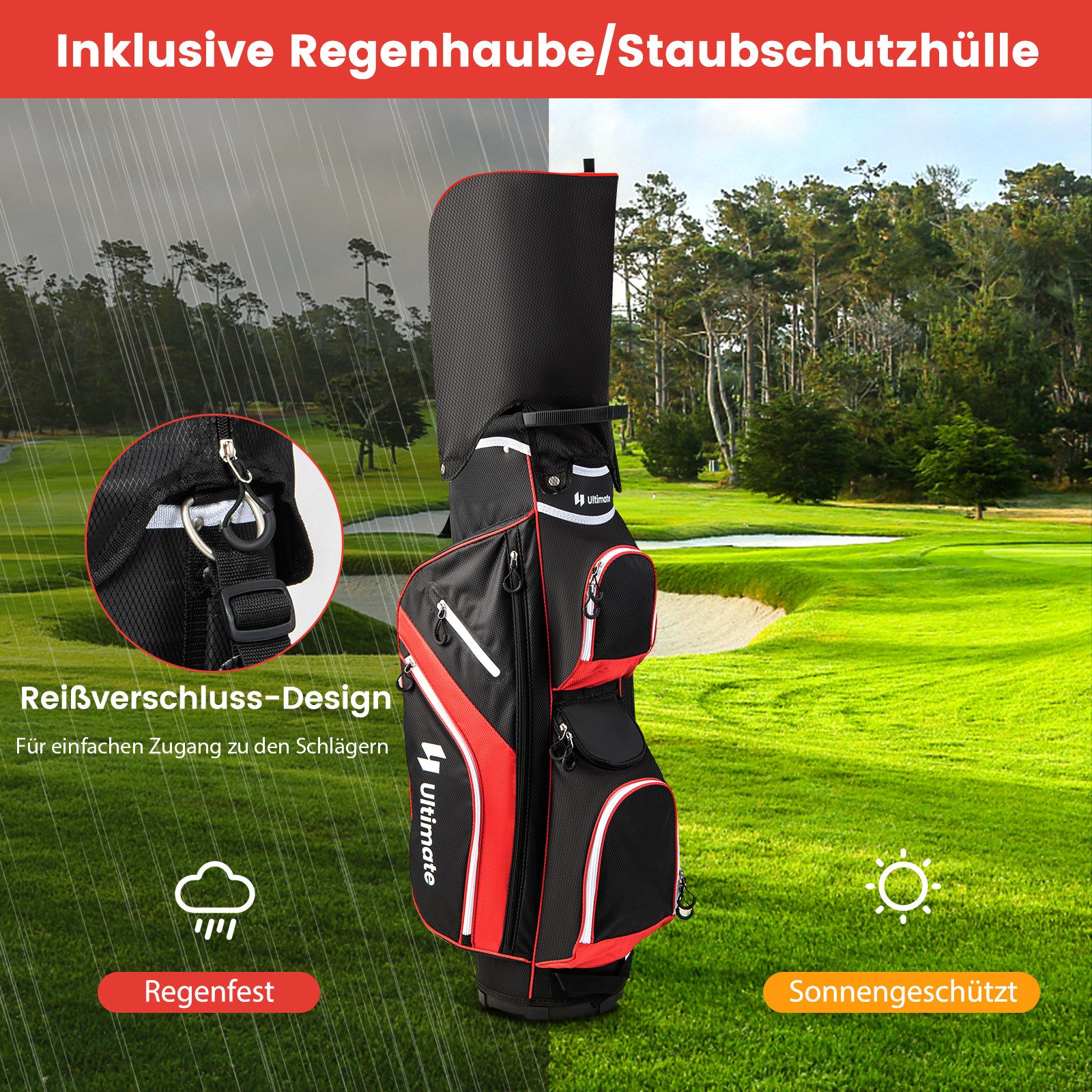 COSTWAY Golfballtasche, Golfschlägertasche mit 14 Fächern günstig online kaufen