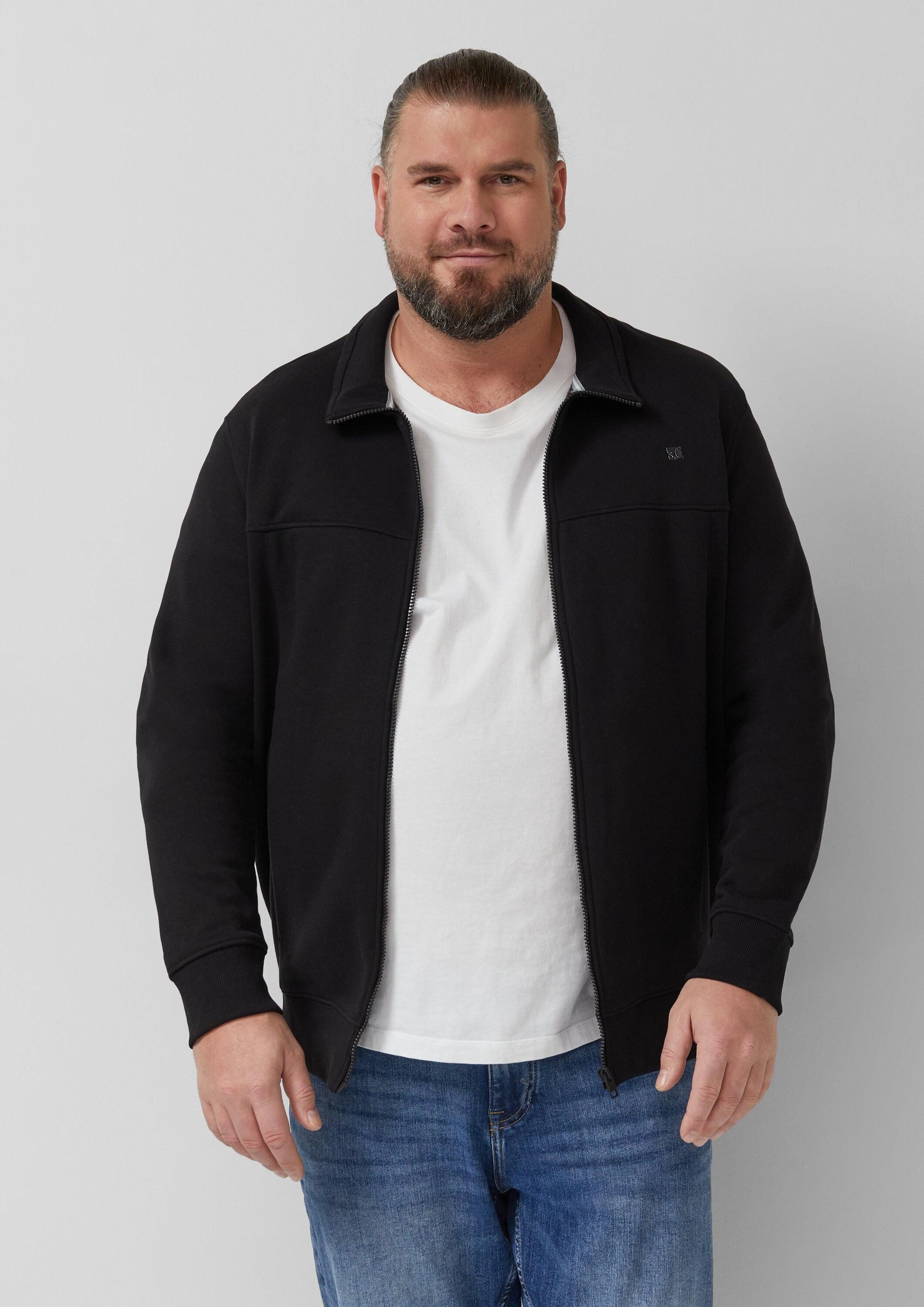 s.Oliver Sweatjacke Sweatshirt Jacke Sweatshirt-Jacke mit Stehkragen und Eingrifftaschen