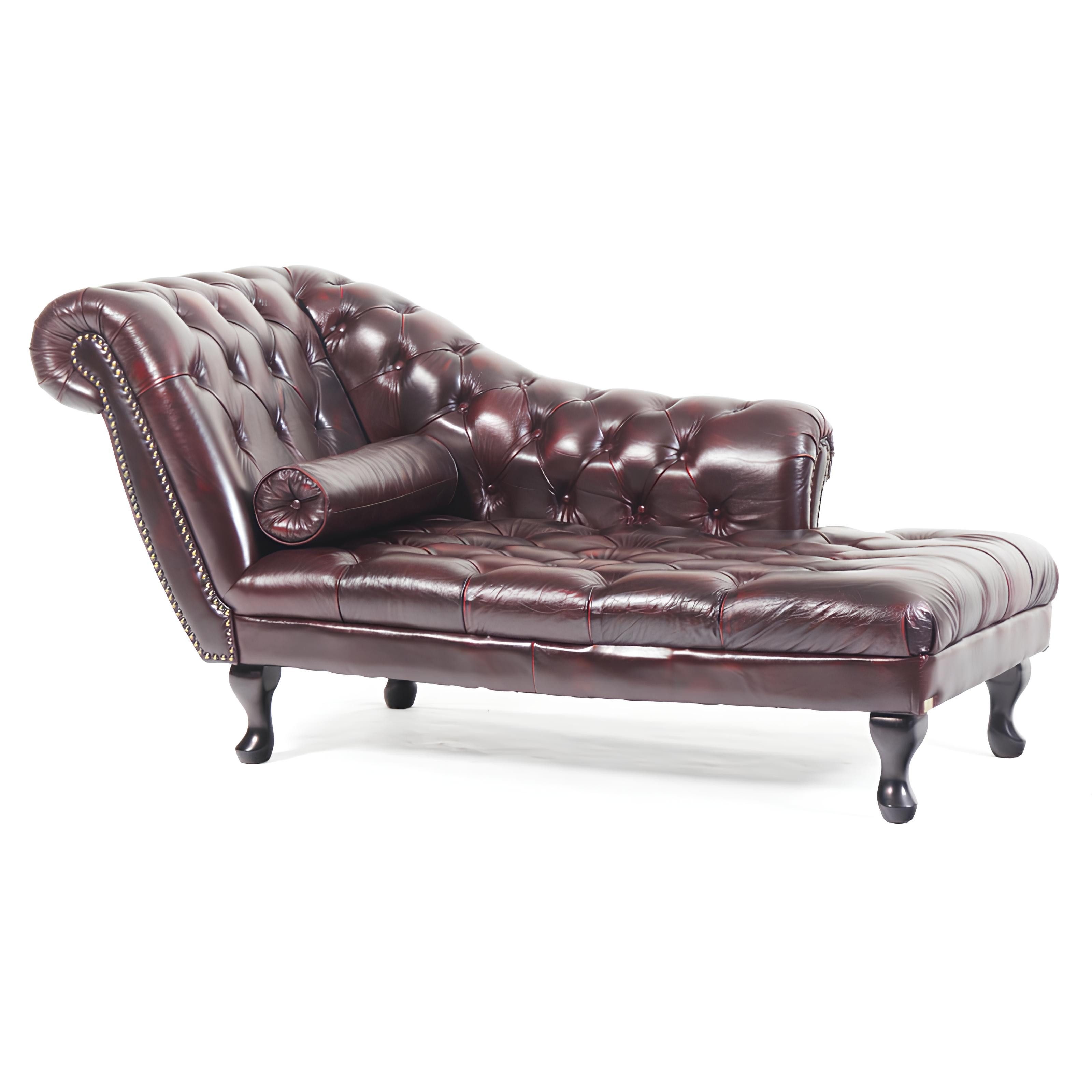 JVmoebel Chaiselongue Chesterfield Chaise Lounge Rot Leder Designer Liege, Made in Europa