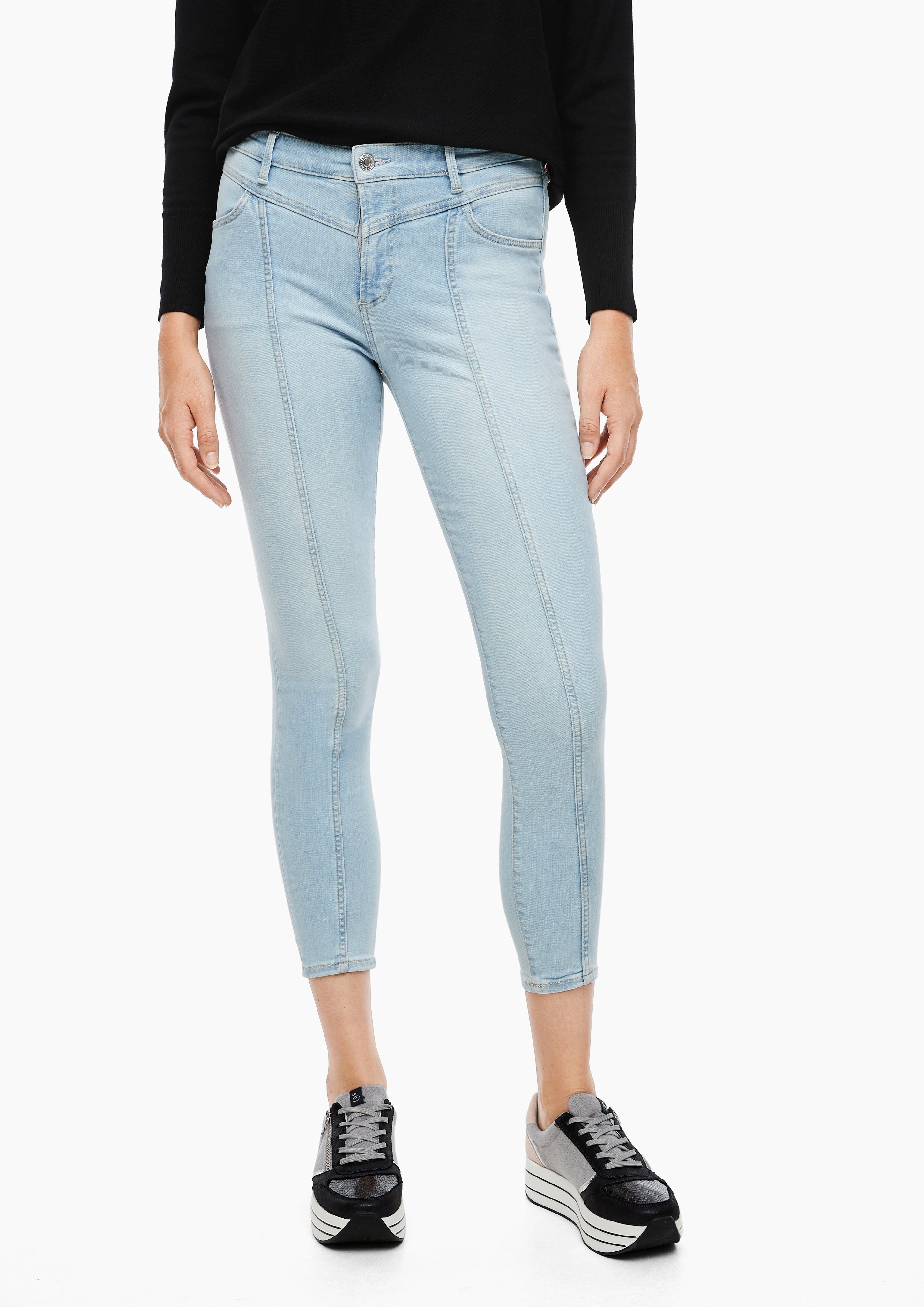s.Oliver 7/8-Hose »Skinny Fit: Helle 7/8-Jeans« (1-tlg) Waschung, Ziernaht,  Leder-Patch online kaufen | OTTO