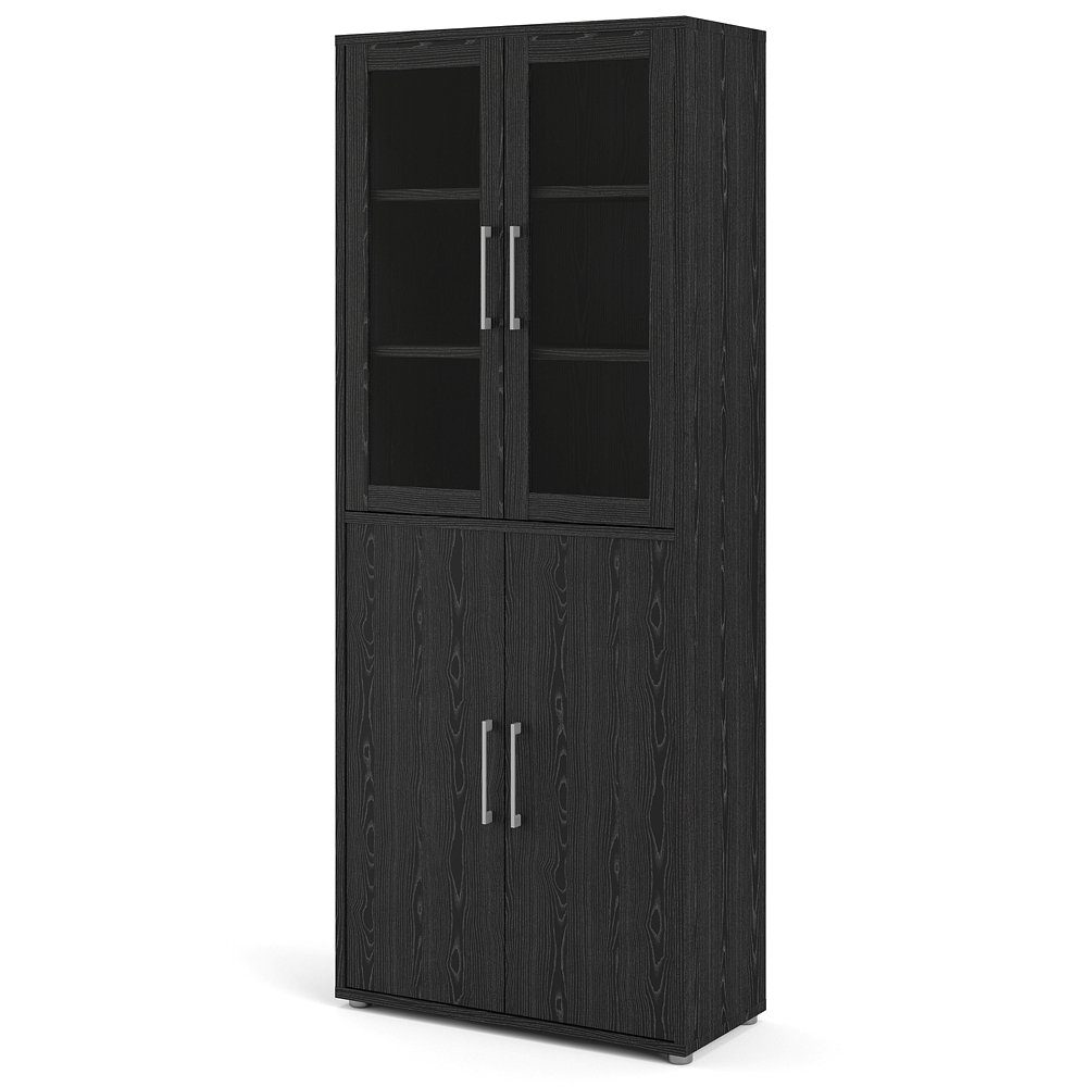 ebuy24 Aktenregal Prisme Büroschrank mit und Holztüren 2 Schwarz 2 Glastüren