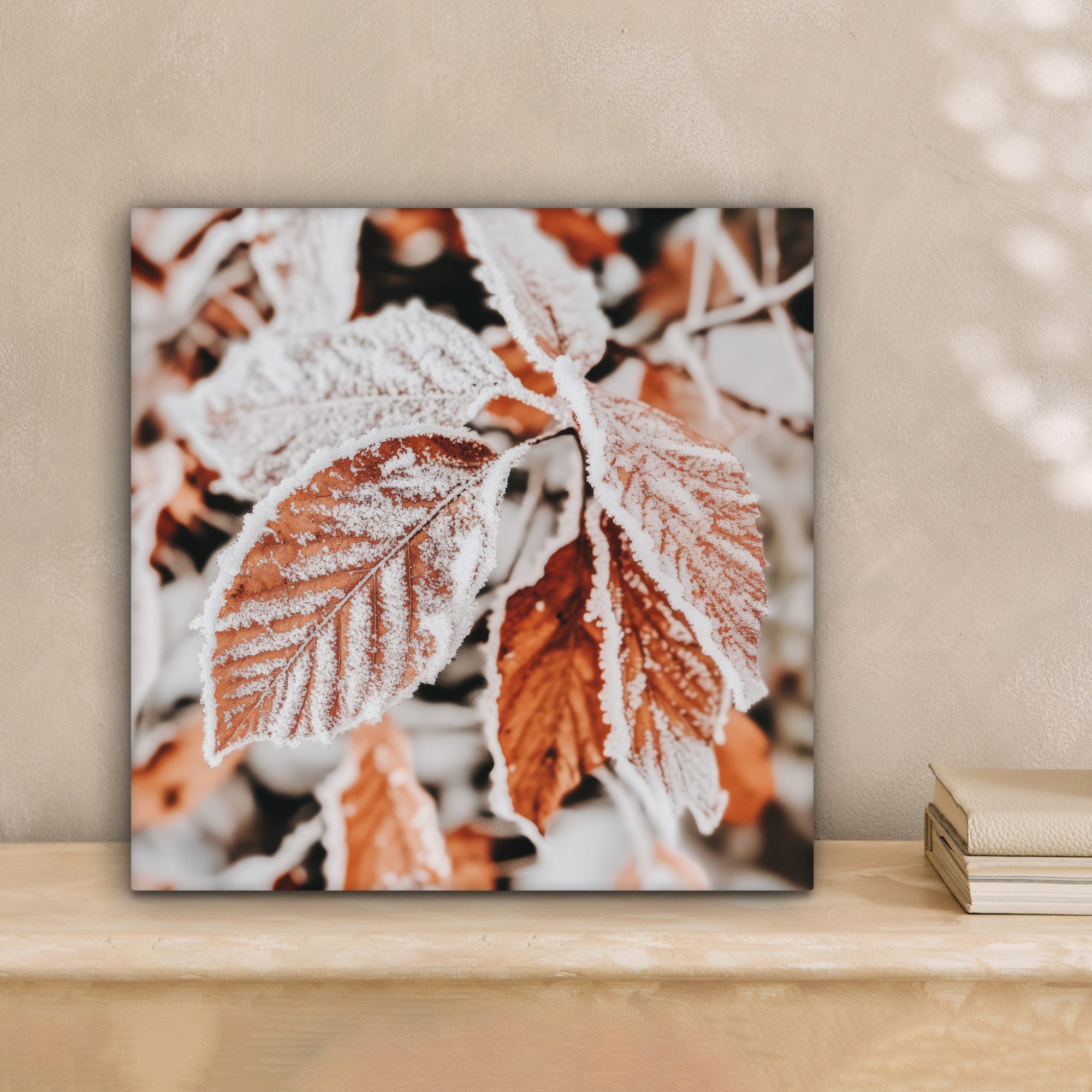 OneMillionCanvasses® Leinwandbild Laub - Eis - günstig online kaufen