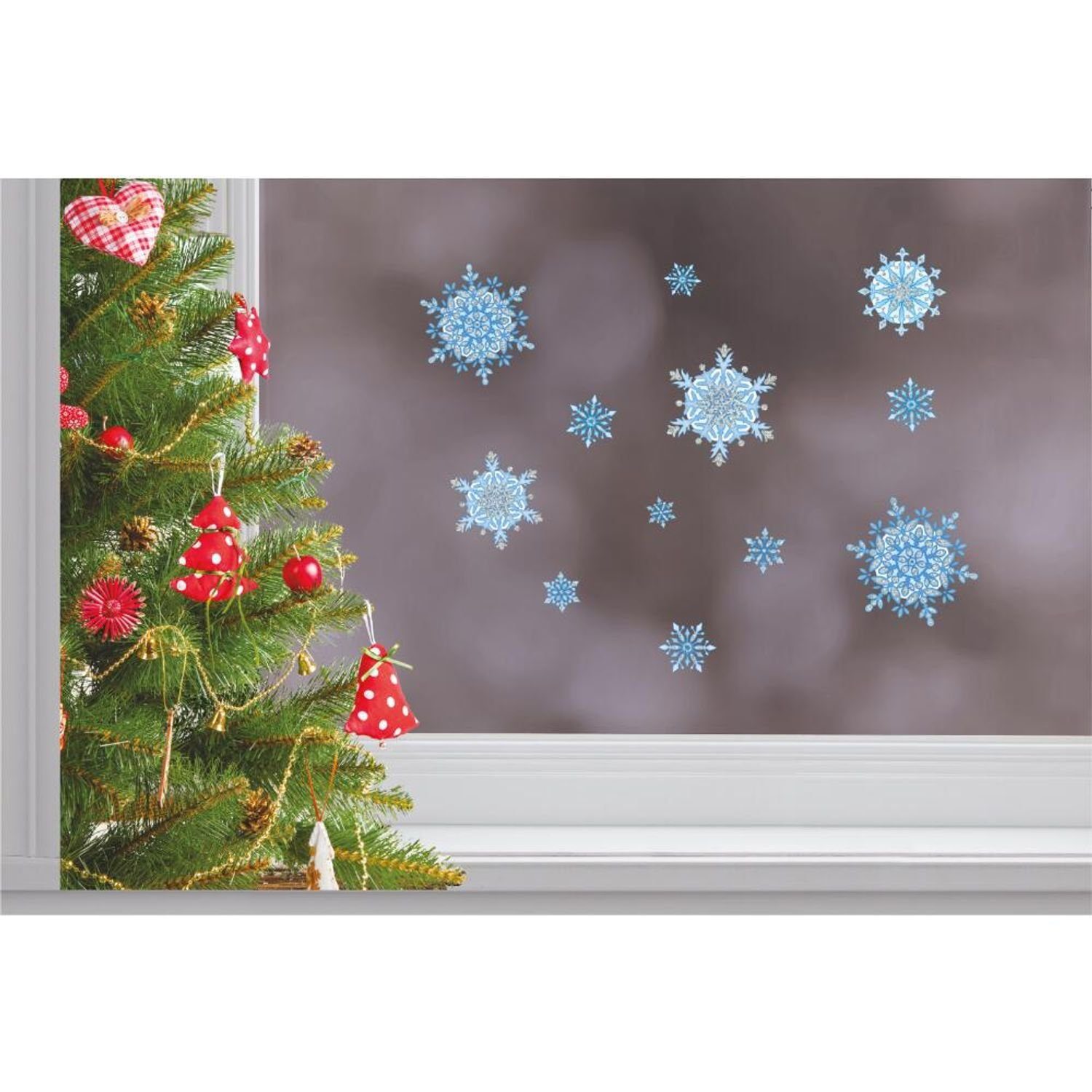 Thumbnail - BURI Fenstersticker 12x Weihnachten Fenstersticker verschiedene Designs Advent Dekoration