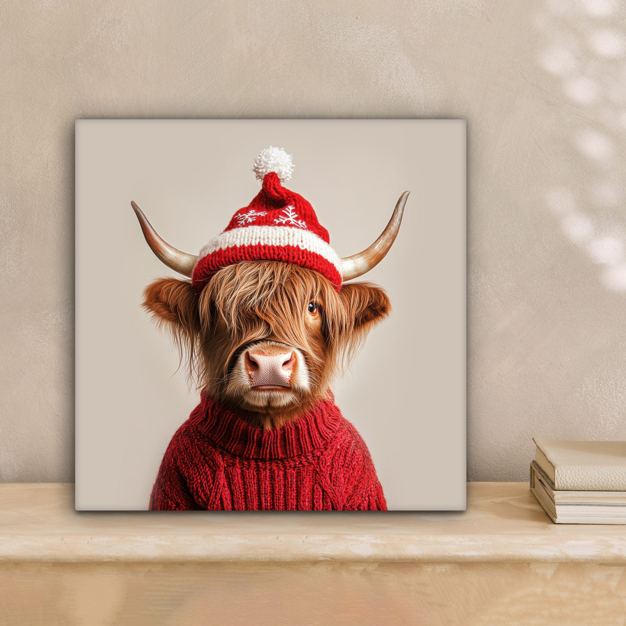 OneMillionCanvasses® Leinwandbild Schottischer Highlander - Weihnachten - M günstig online kaufen