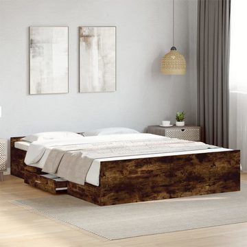 vidaXL Bett Bettgestell mit Schubladen Räuchereiche 150x200cm Holzwerkstoff
