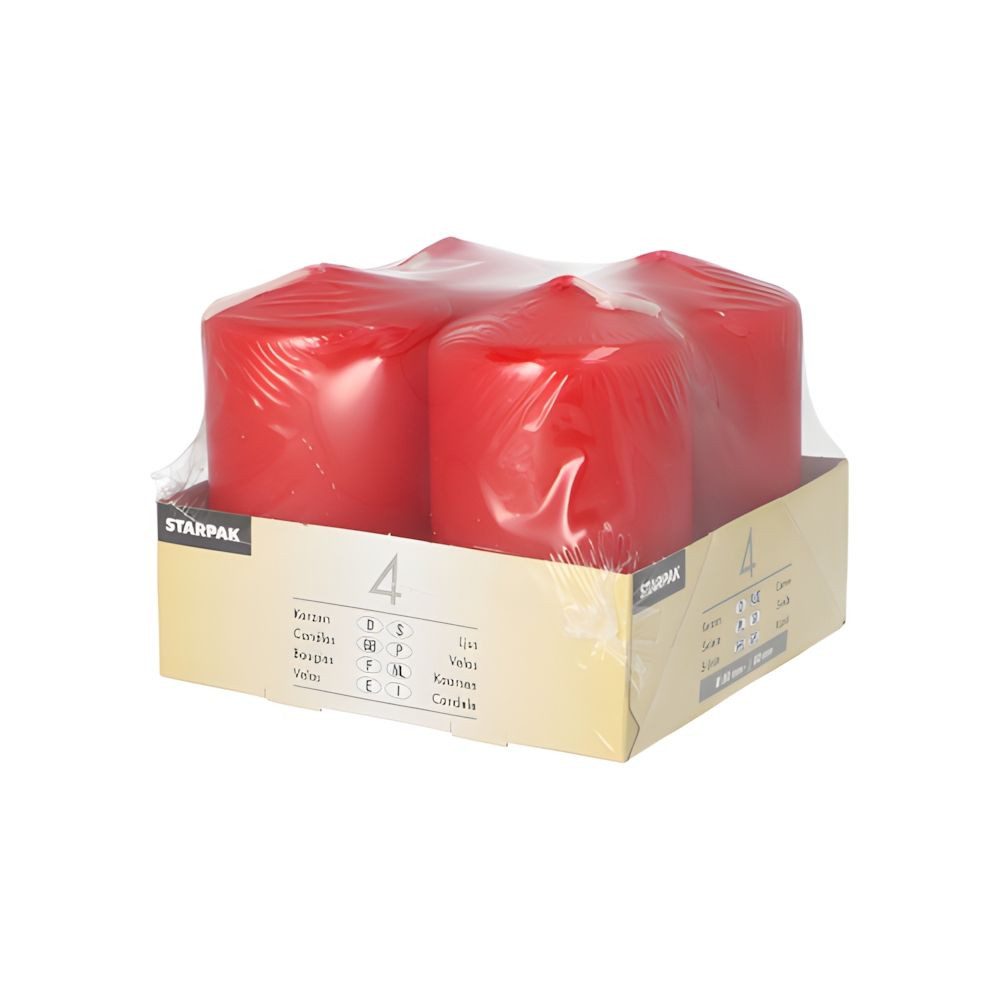 PAPSTAR Stumpenkerze Stumpenkerzen Ø 50 mm, 80 mm rot 4 Stk – Bild 2 von 2