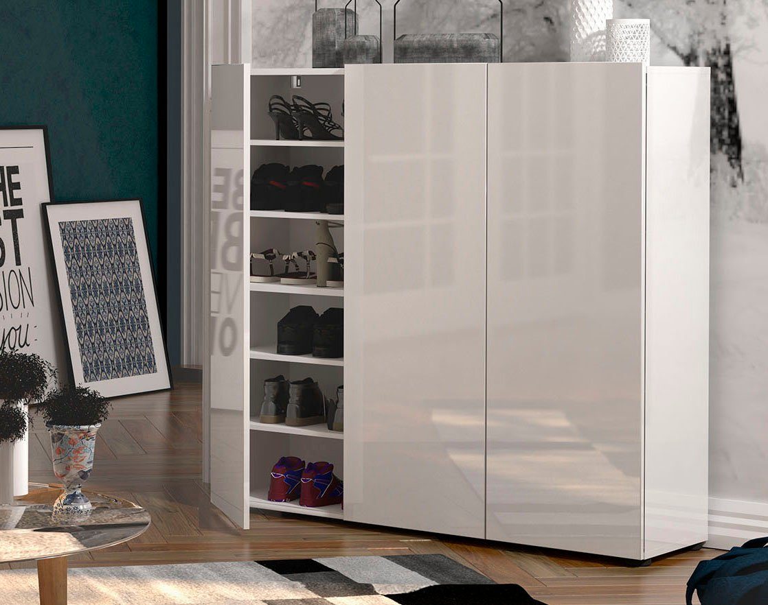 möbelando Schuhschrank Glossy 120 x 115 x 34 cm (B/H/T) günstig online kaufen
