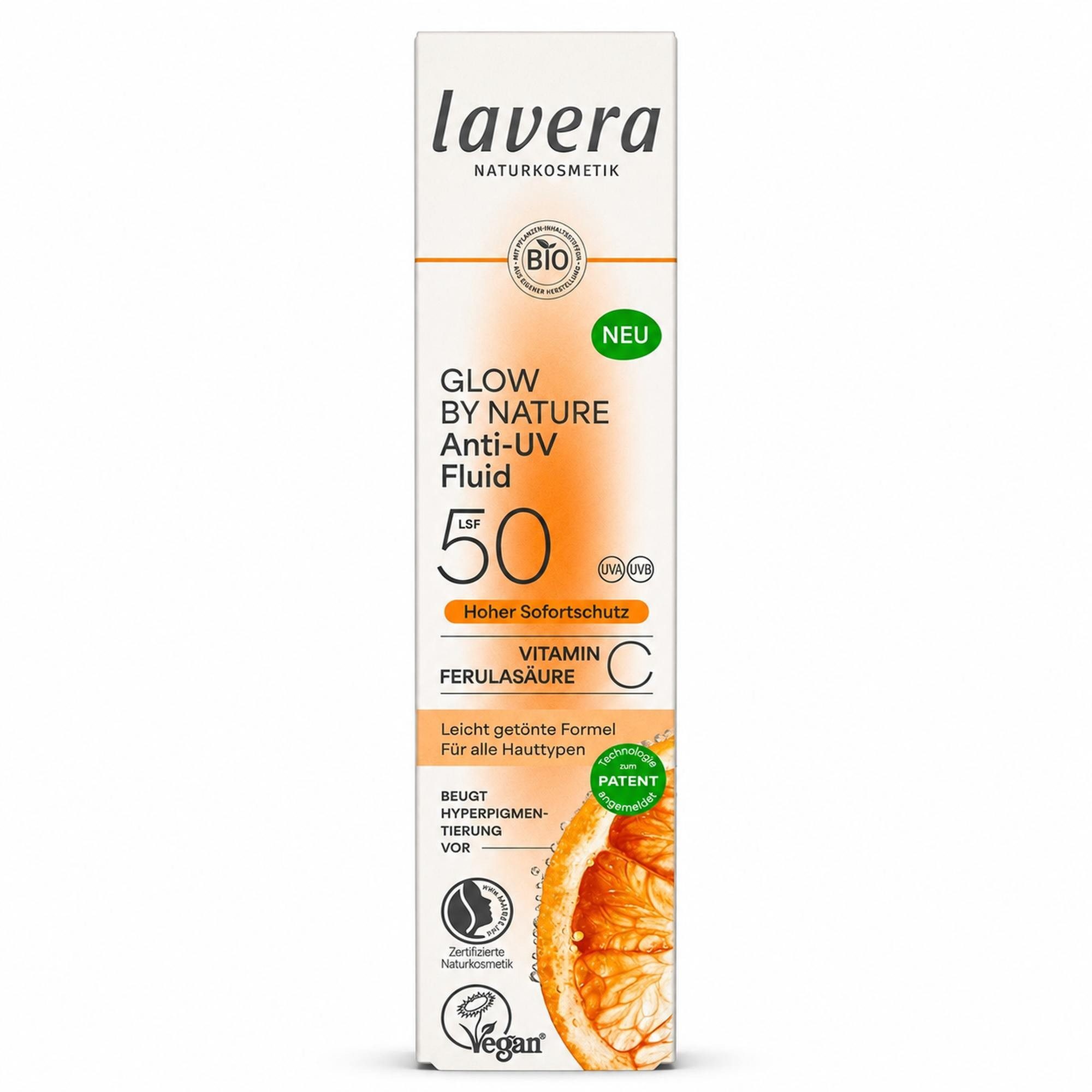 lavera Sonnenschutzcreme LAVERA Glow by Nature Anti-UV Fluid LSF 50, 40ml