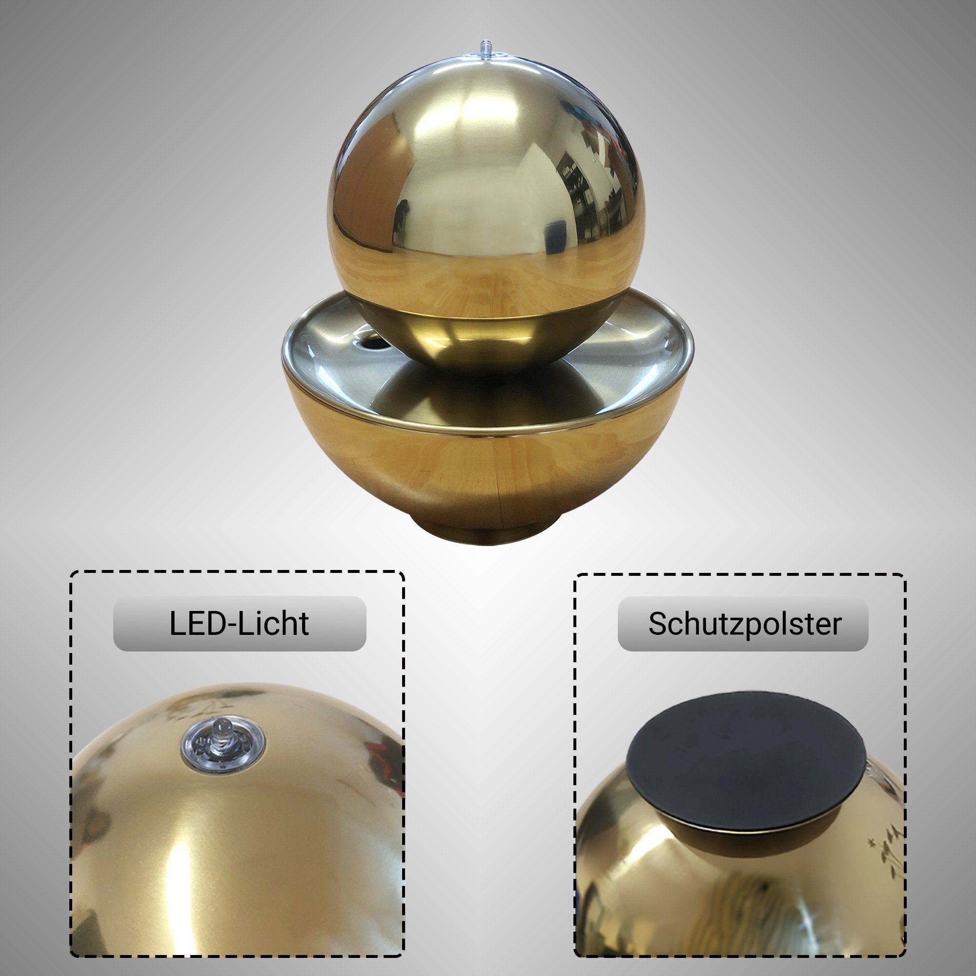 Köhko Zimmerbrunnen KÖHKO® Zimmerbrunnen Goldblumentopf mit LED-Beleuchtung