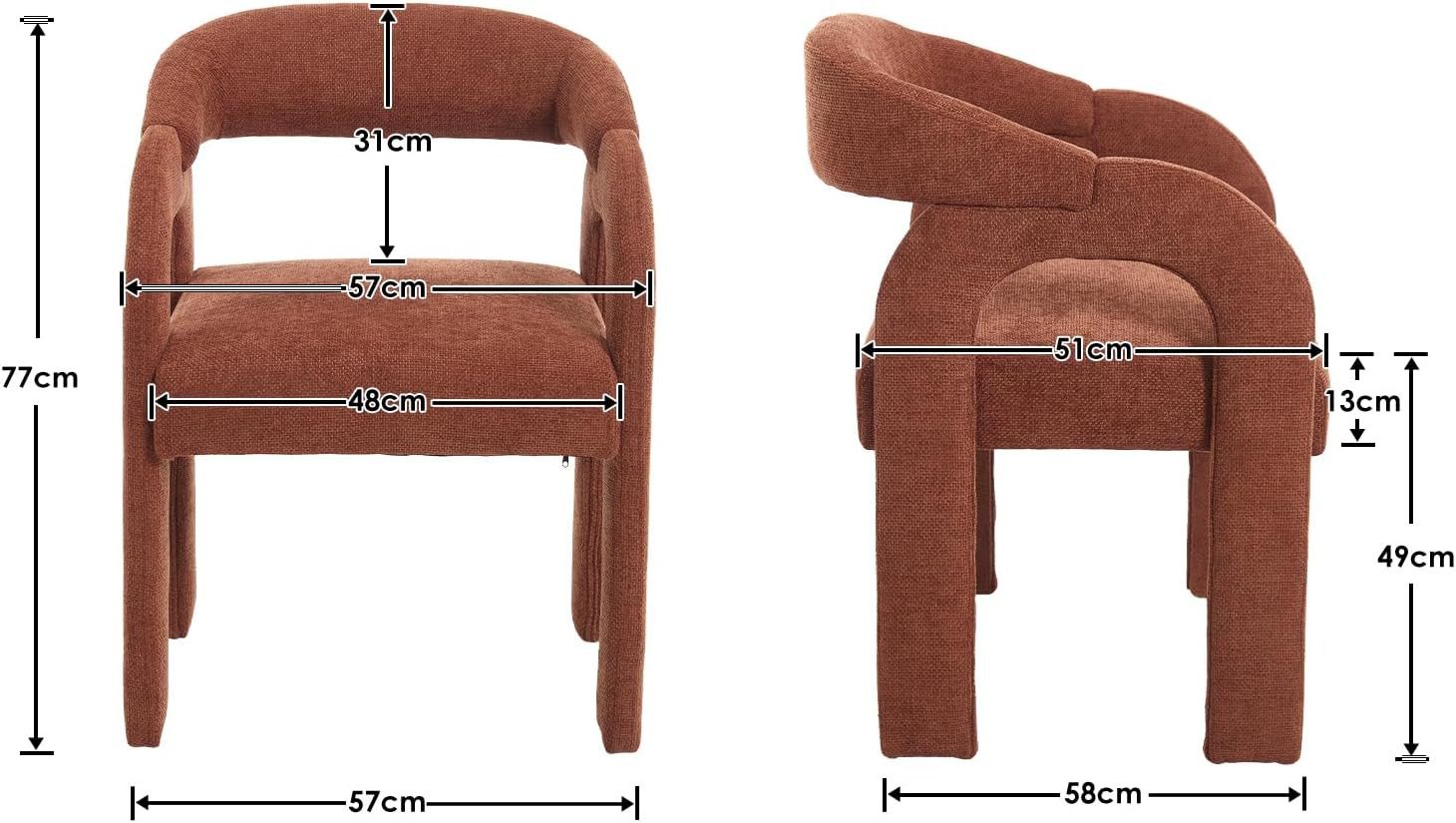 WAHSON OFFICE CHAIRS Esszimmerstuhl 2/4er Set Esszimmerstühle, Chenille, Schwunglehne,Armlehnen–nordisch (2 St)