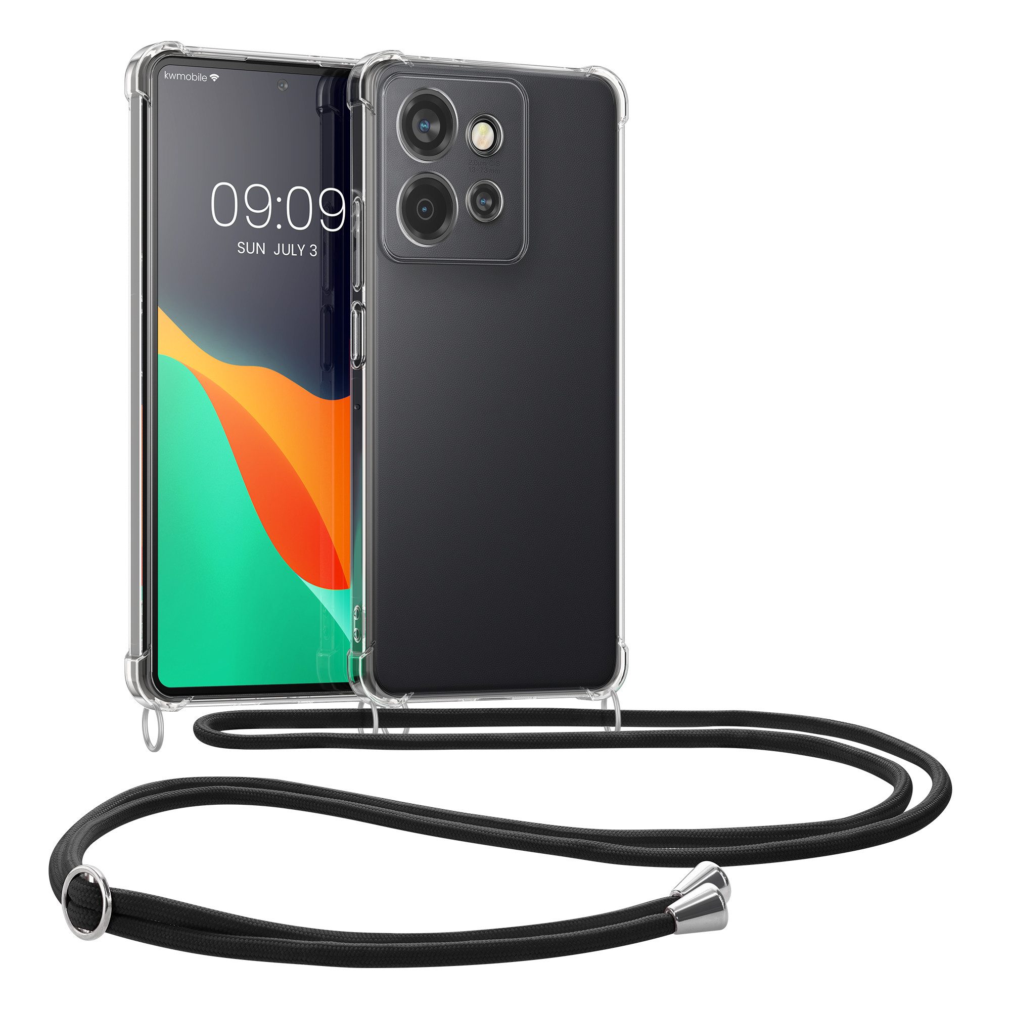 kwmobile Etui Necklace Case für Motorola Edge 60 Neo / Edge 50 Neo / ThinkPhone 25, Hülle Silikon mit Handykette - Band Handyhülle