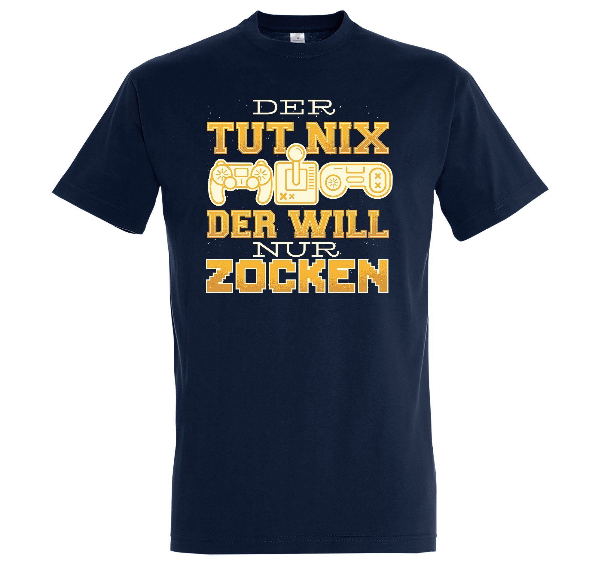 Youth Designz T-Shirt "Der Tut Nix, Der Will Nur Zocken" Herren Shirt mit trendigem Frontprint Navyblau